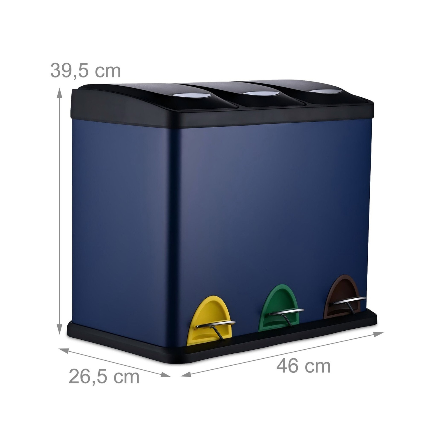 Kitchen Waste Bin, 3 Compartments, 8L Each
