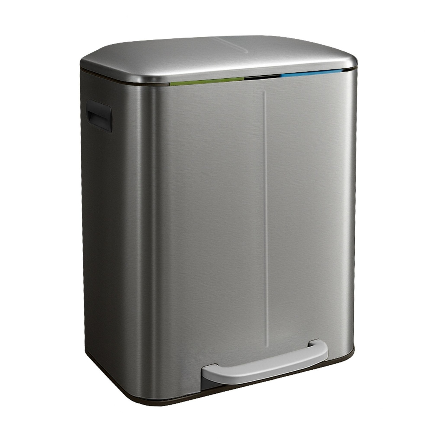 2-Compartment Kitchen Waste Bin, Pedal & Soft-Close