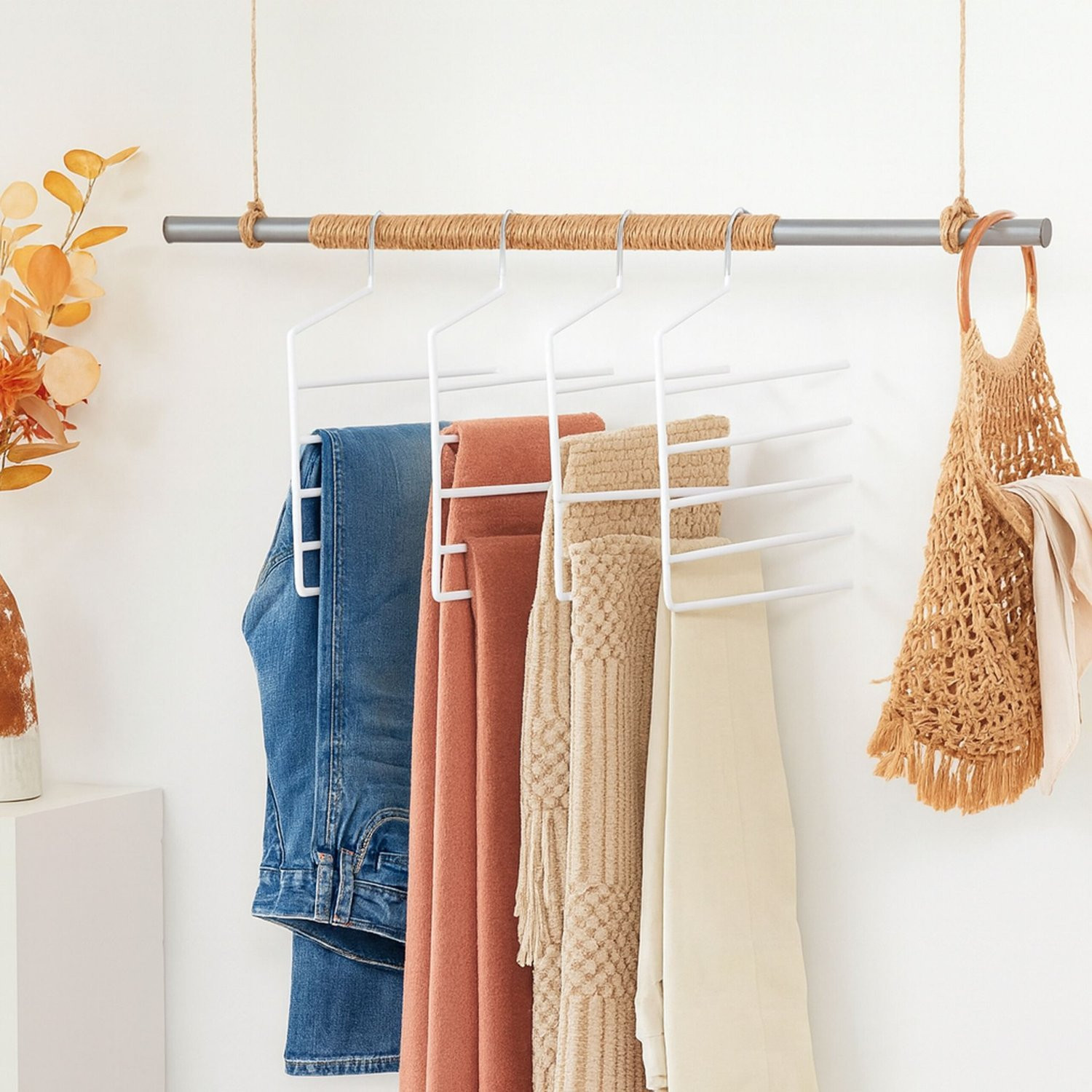 Multi Trouser Hangers, Non-Slip, Space-Saving, 5-Pack