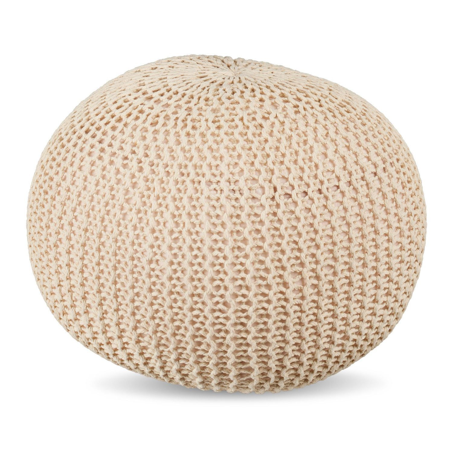 Gestrickter Pouf – Runder Bodensitz, Boho-Design