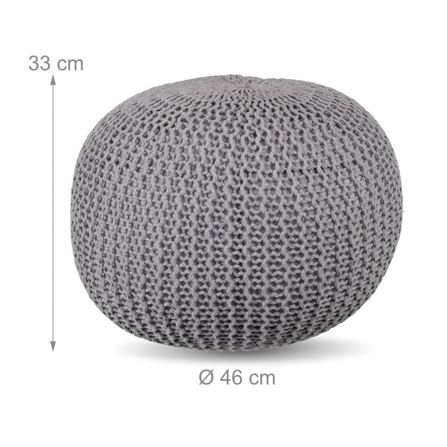 Knitted Pouf – Round, Boho Design, Polystyrene Fill