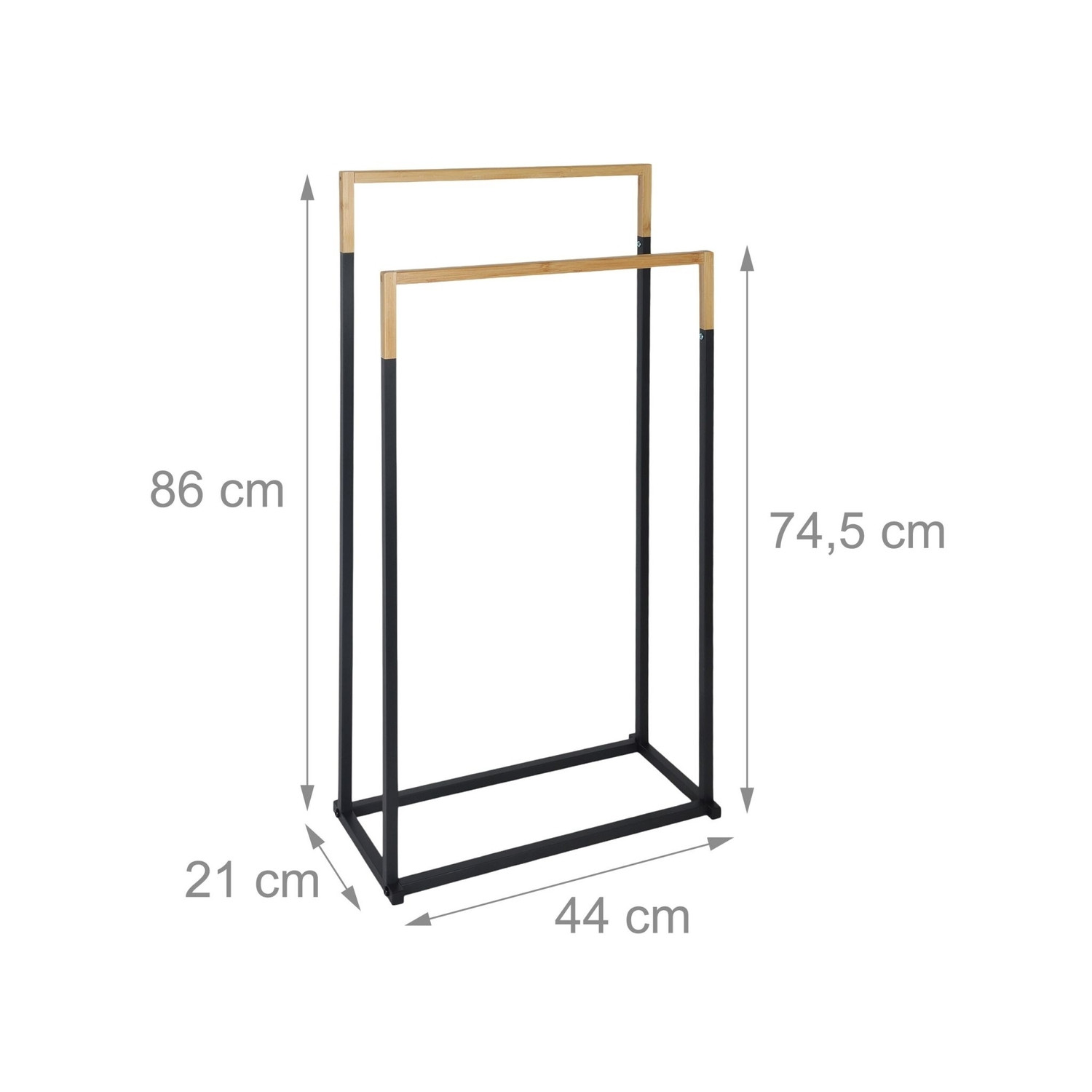 Suporte para toalhas com 2 barras – Metal e bambu