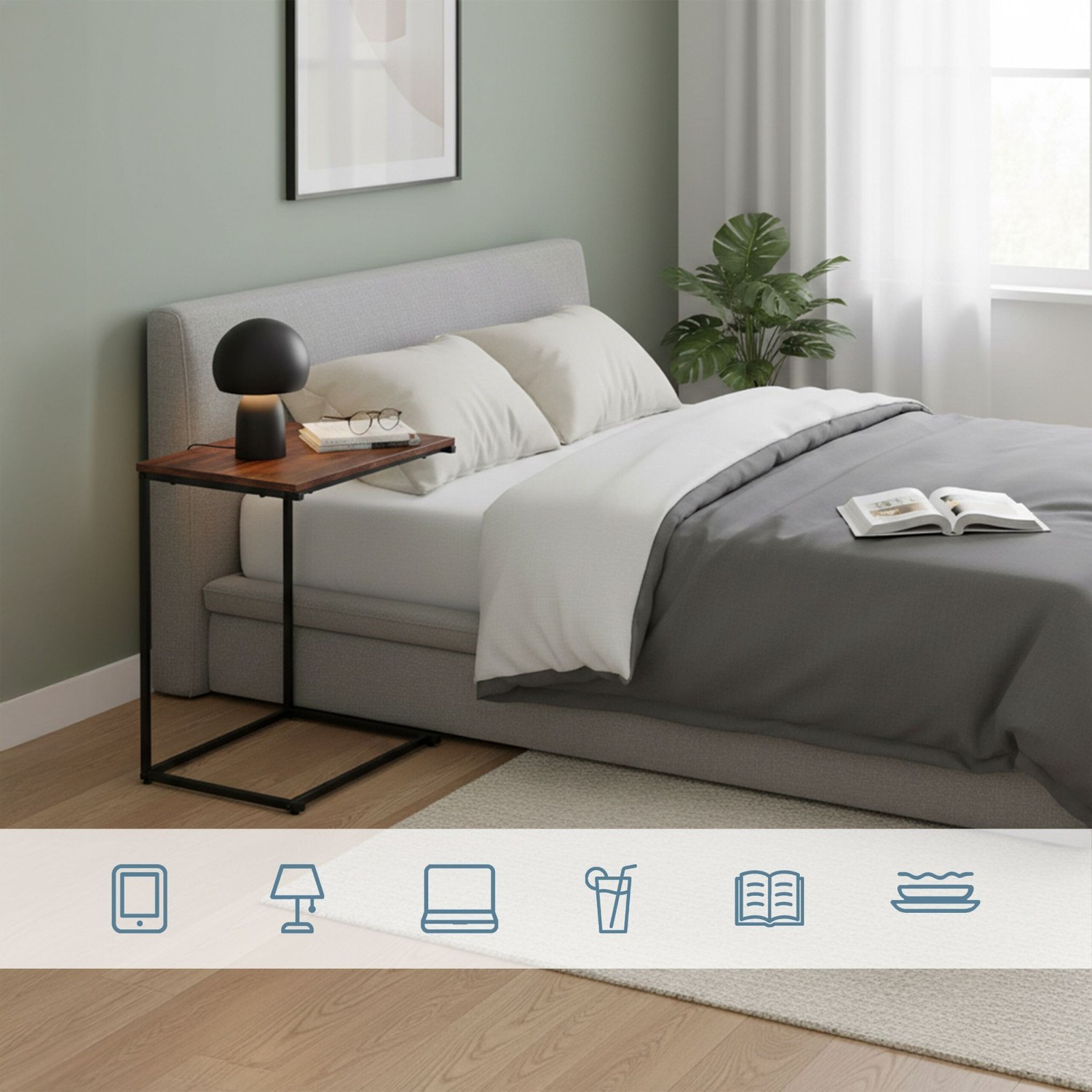 Table d'appoint en forme de C – Gain de place, design polyvalent