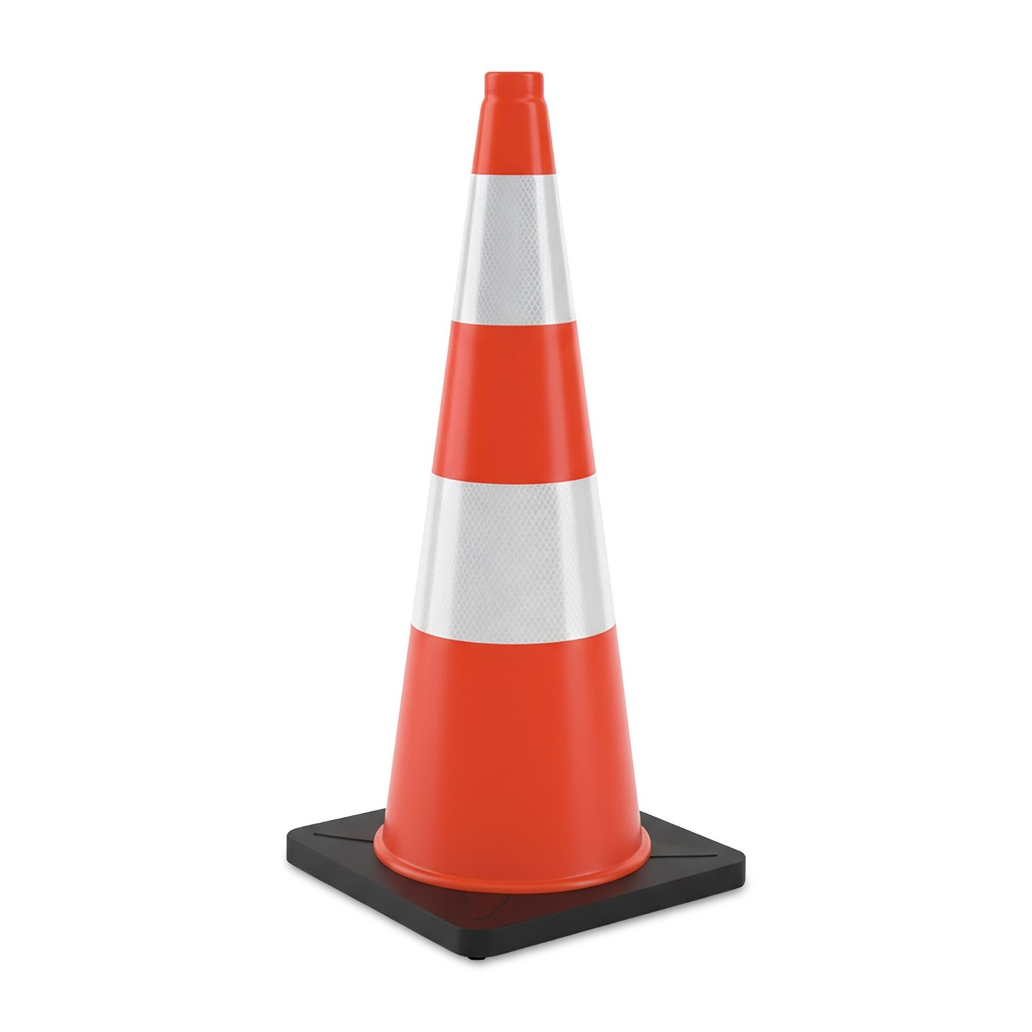 Cone de trânsito de 90 cm, resistente, com faixas refletoras.