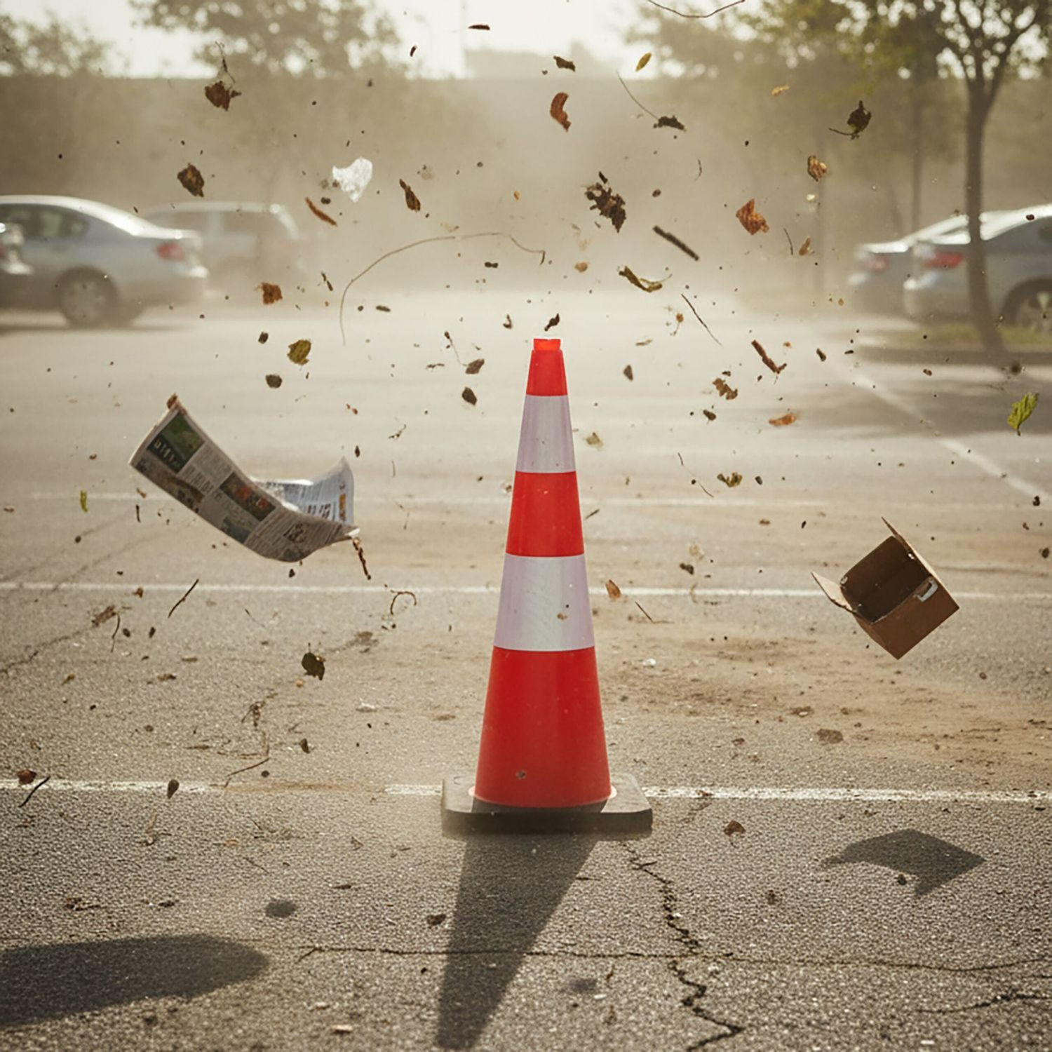 Cone de trânsito de 90 cm, resistente, com faixas refletoras.