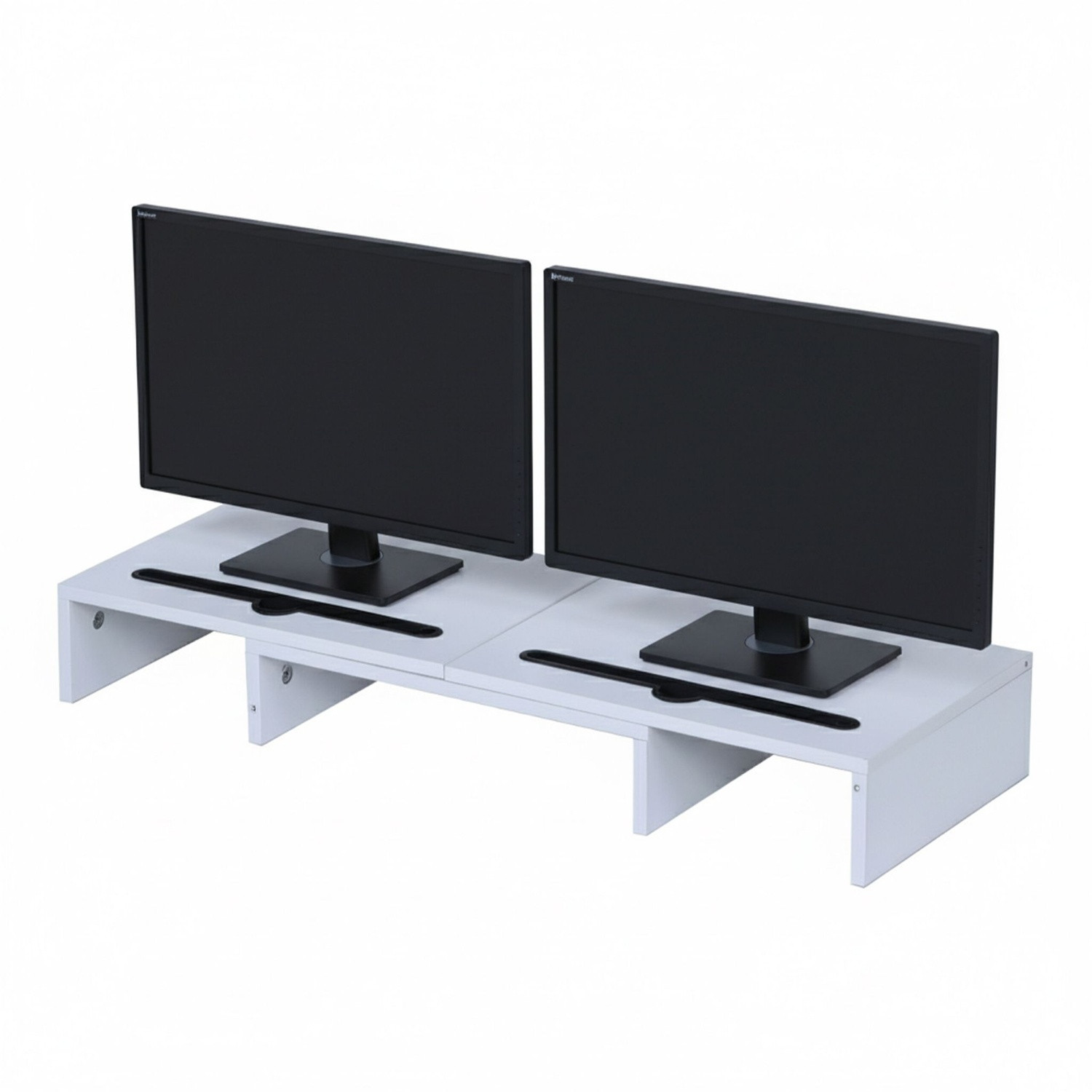 Support double écran, hauteur réglable, blanc