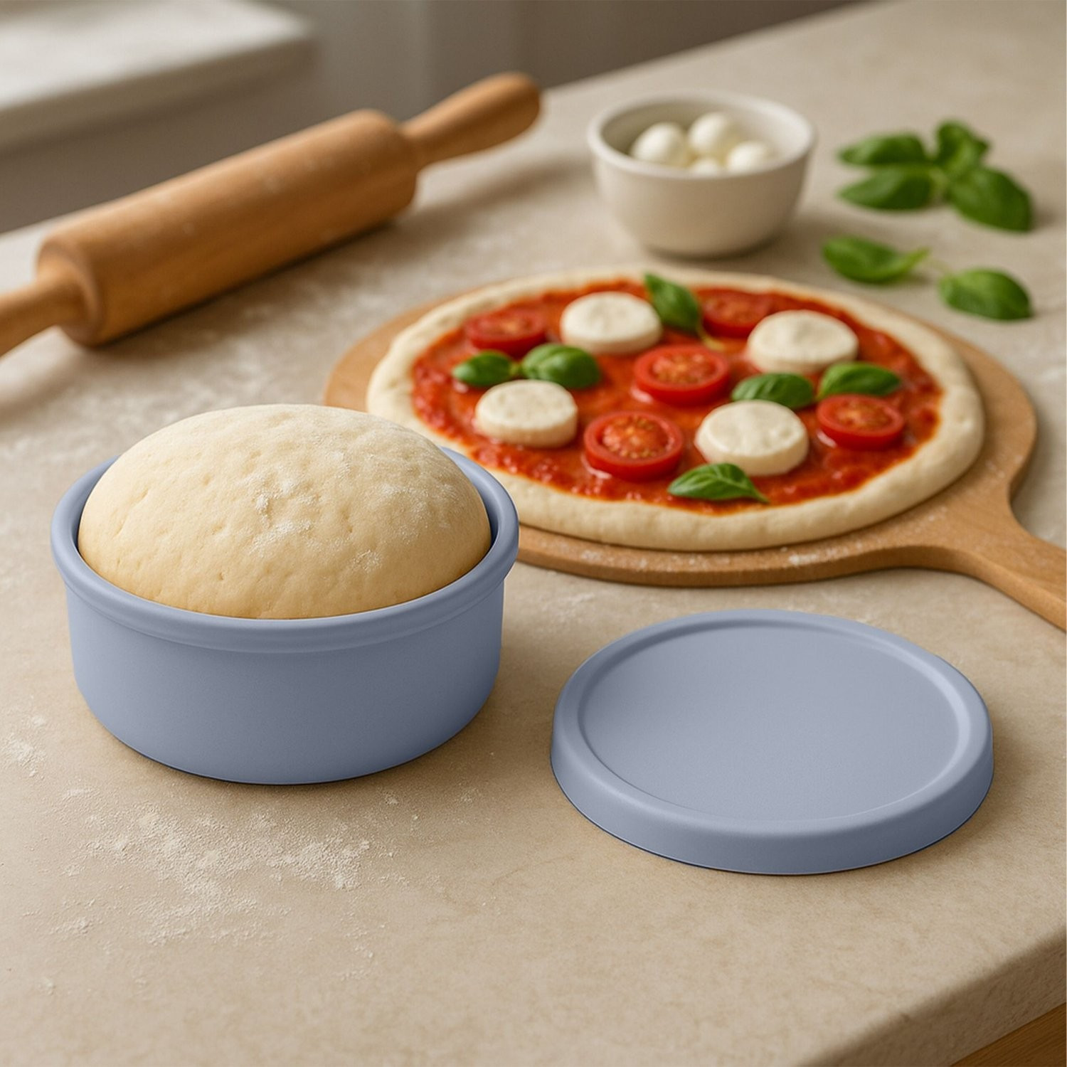 Pizzateig-Gärboxen mit Deckel, 4er-Pack