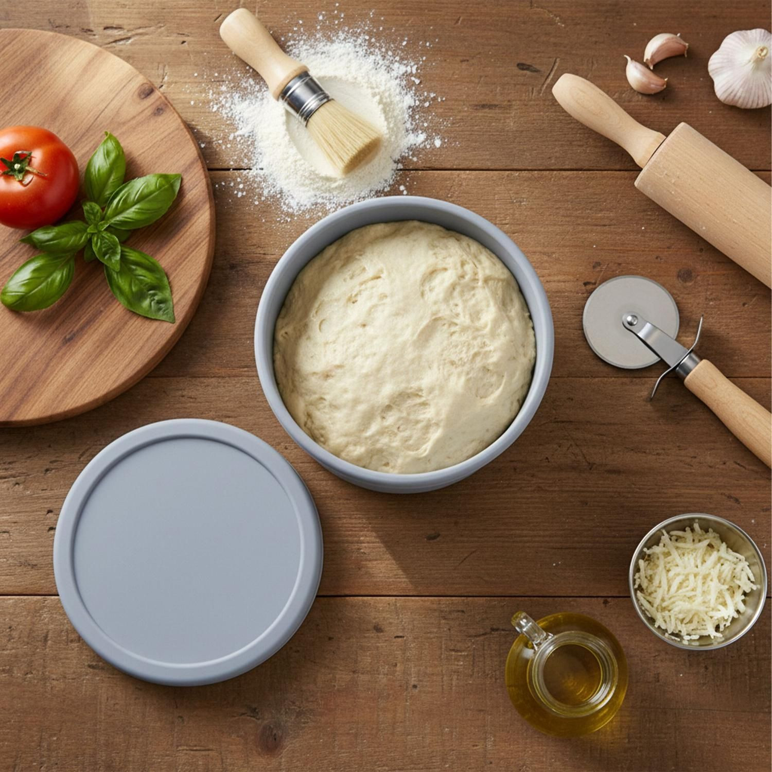Pizzateig-Gärboxen mit Deckel, 4er-Pack