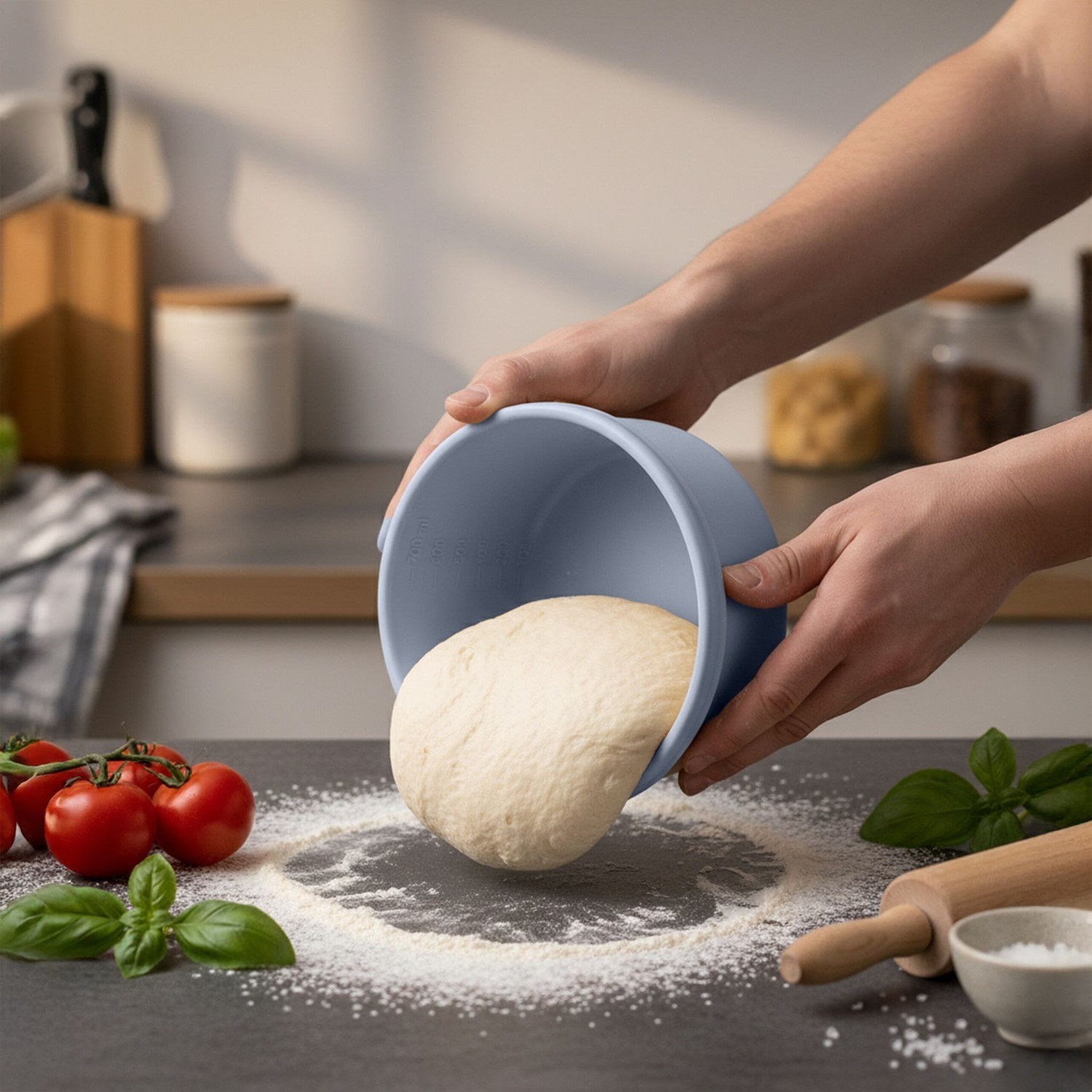 Pizzateig-Gärboxen mit Deckel, 4er-Pack
