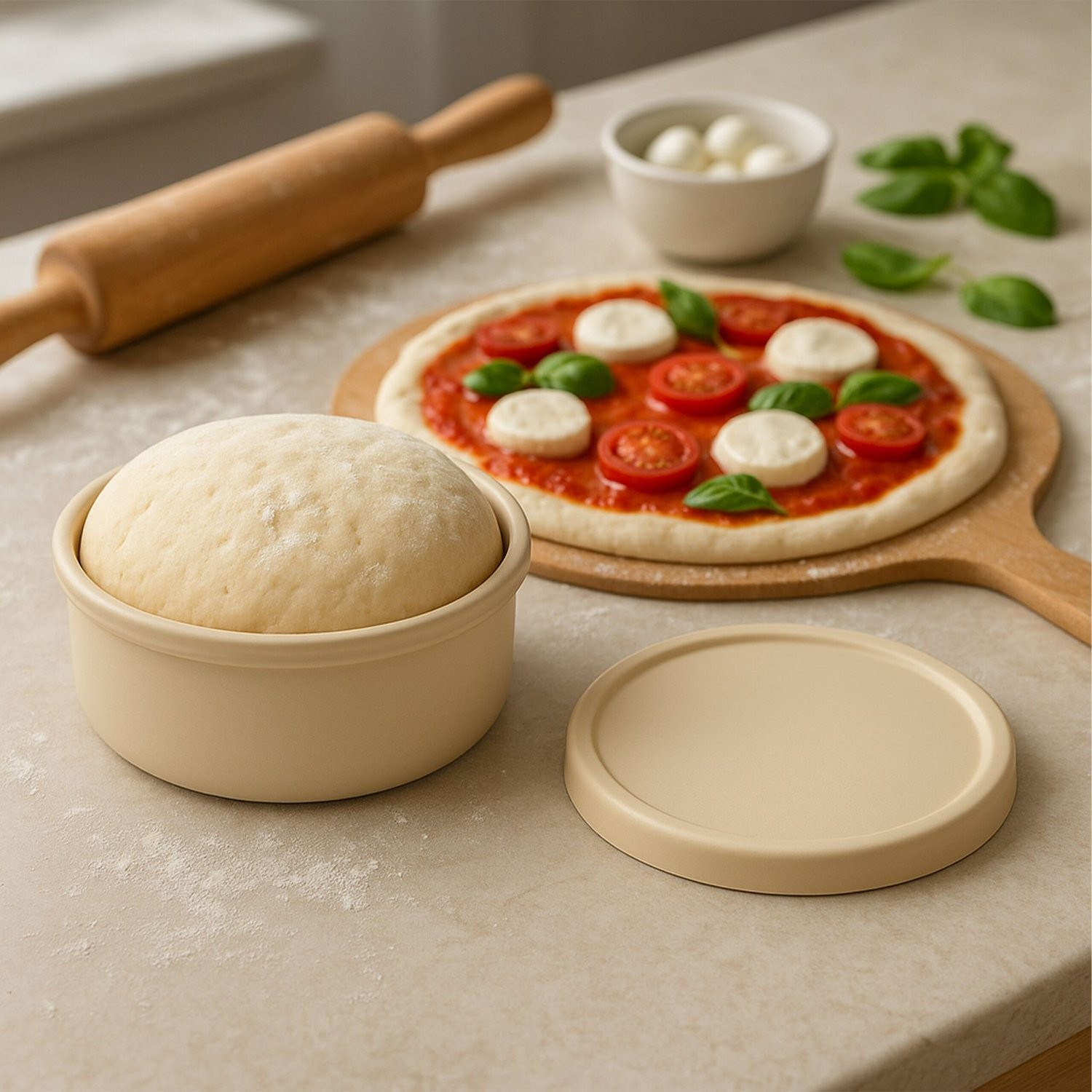 Pizzateig-Gärbox-Set mit Deckeln – 4er-Set