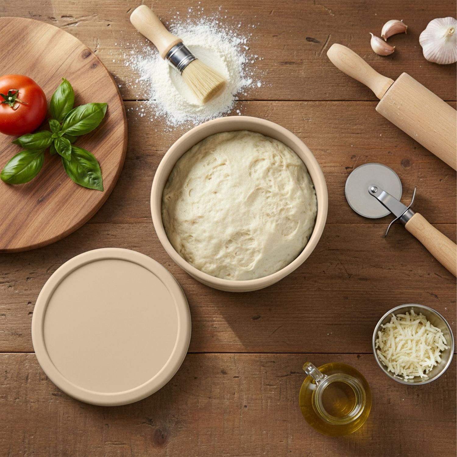 Pizzateig-Gärboxen mit Deckel, 4er-Pack