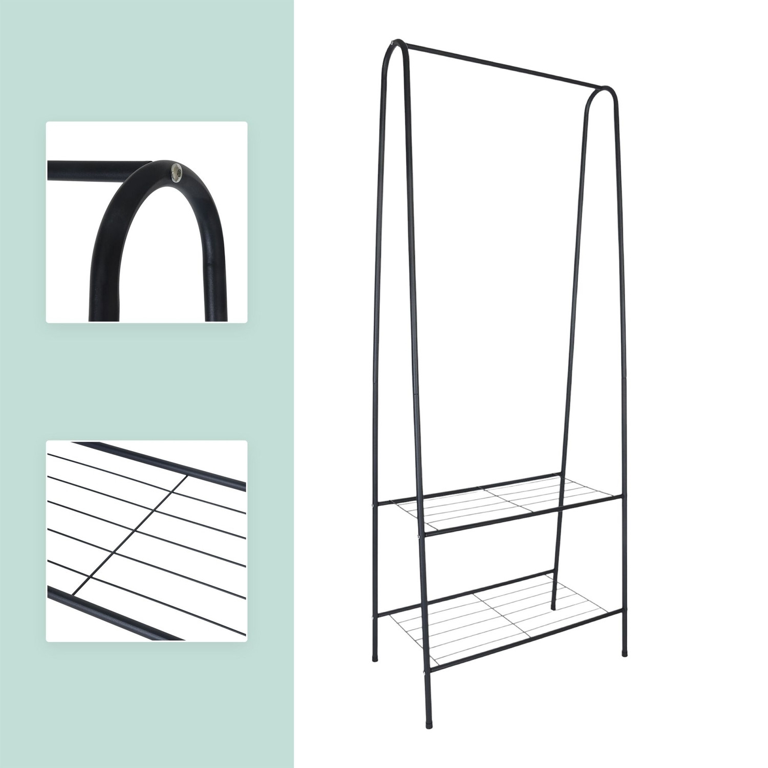 Coat Rack with 2 Shelves – Space-Saving Iron Design