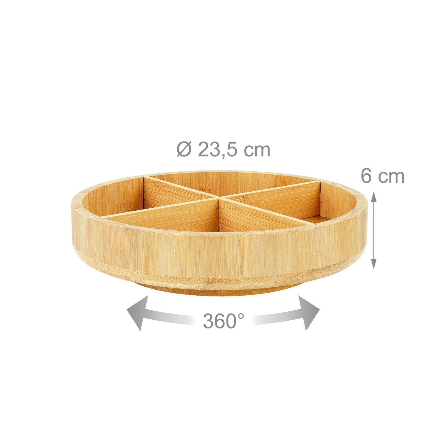 Bamboo Rotating Tray – 4 Compartments, Kitchen & Bath