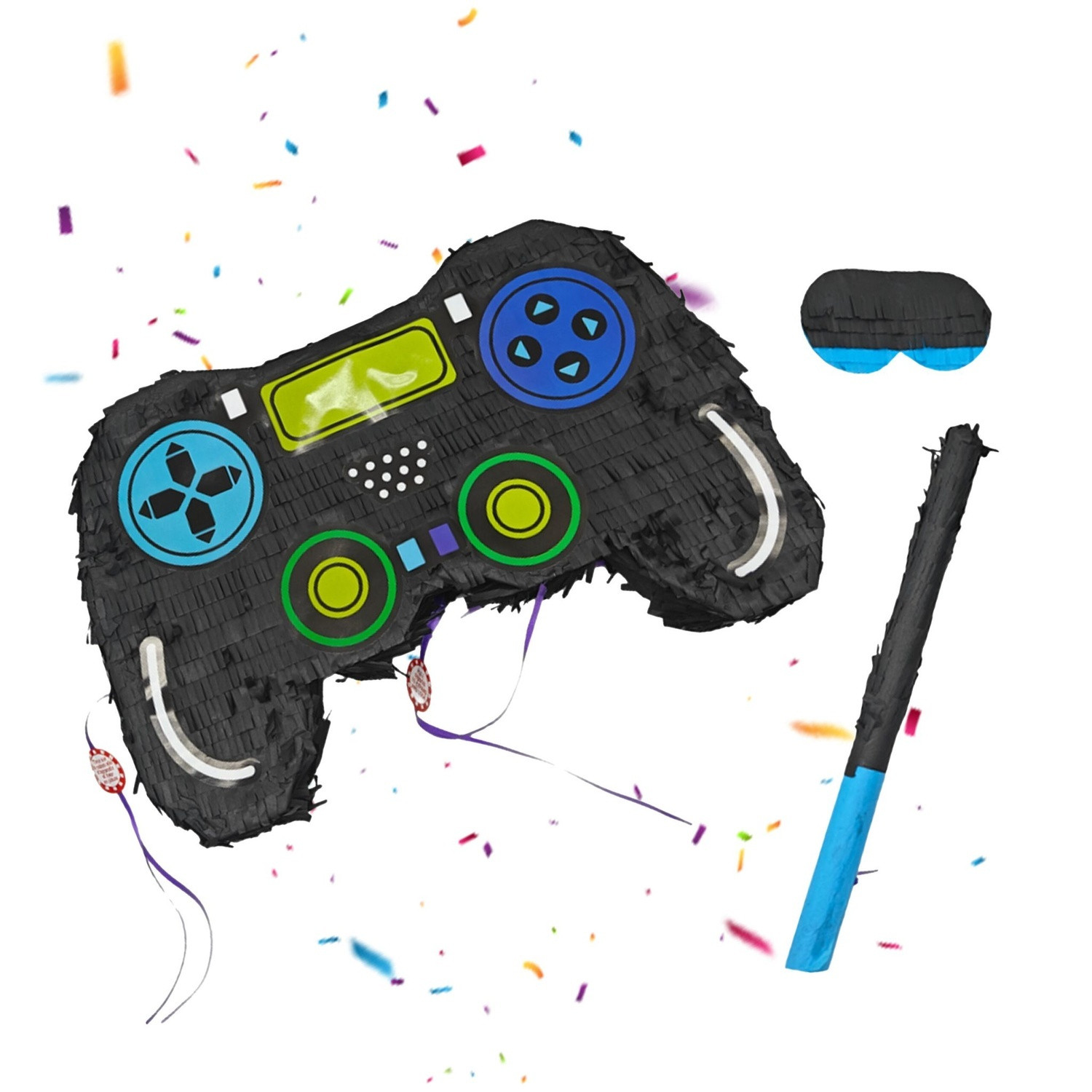 Set di piñata con controller da gioco, mazza e maschera