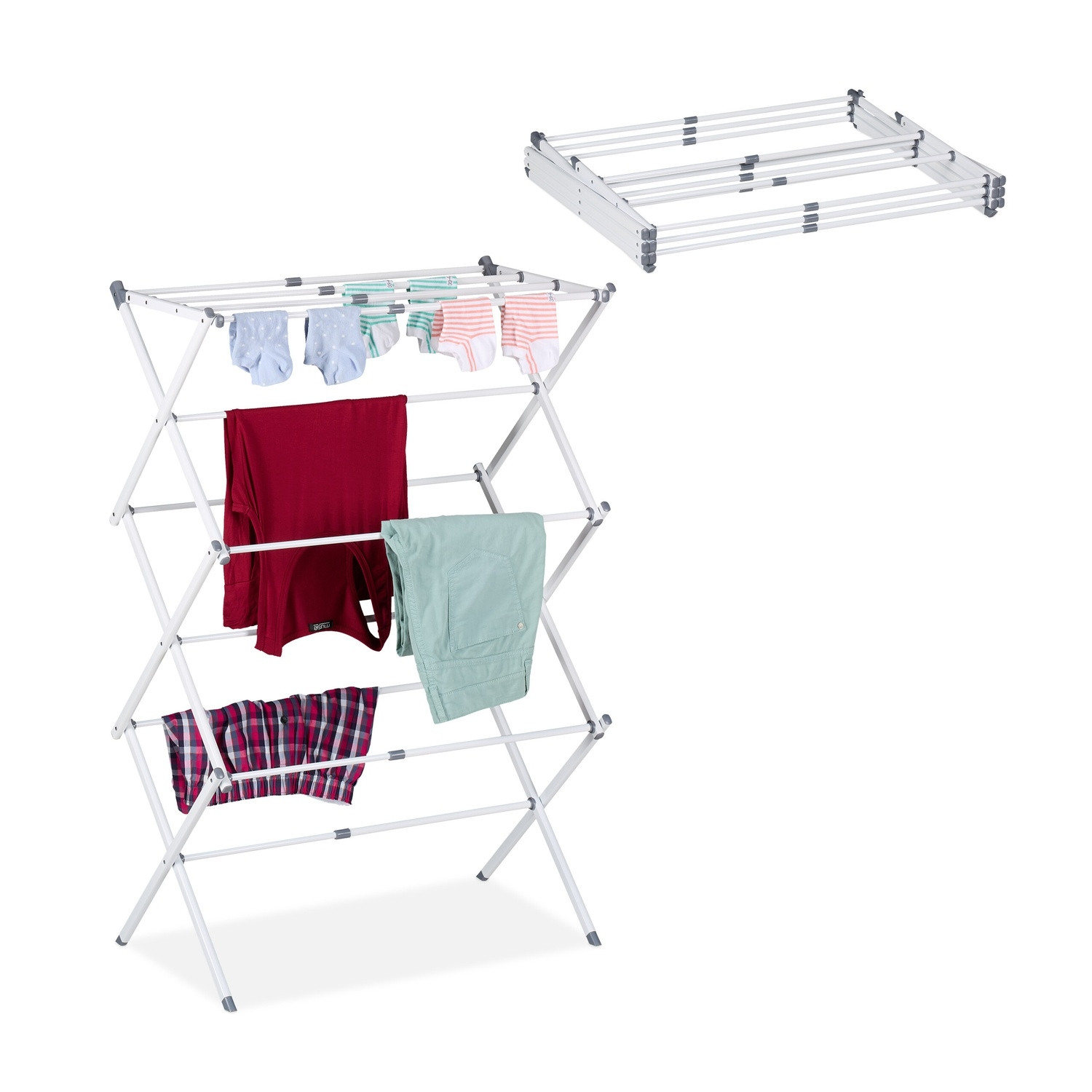 Folding Metal Laundry Rack – Space-Saving Vertical Dryer