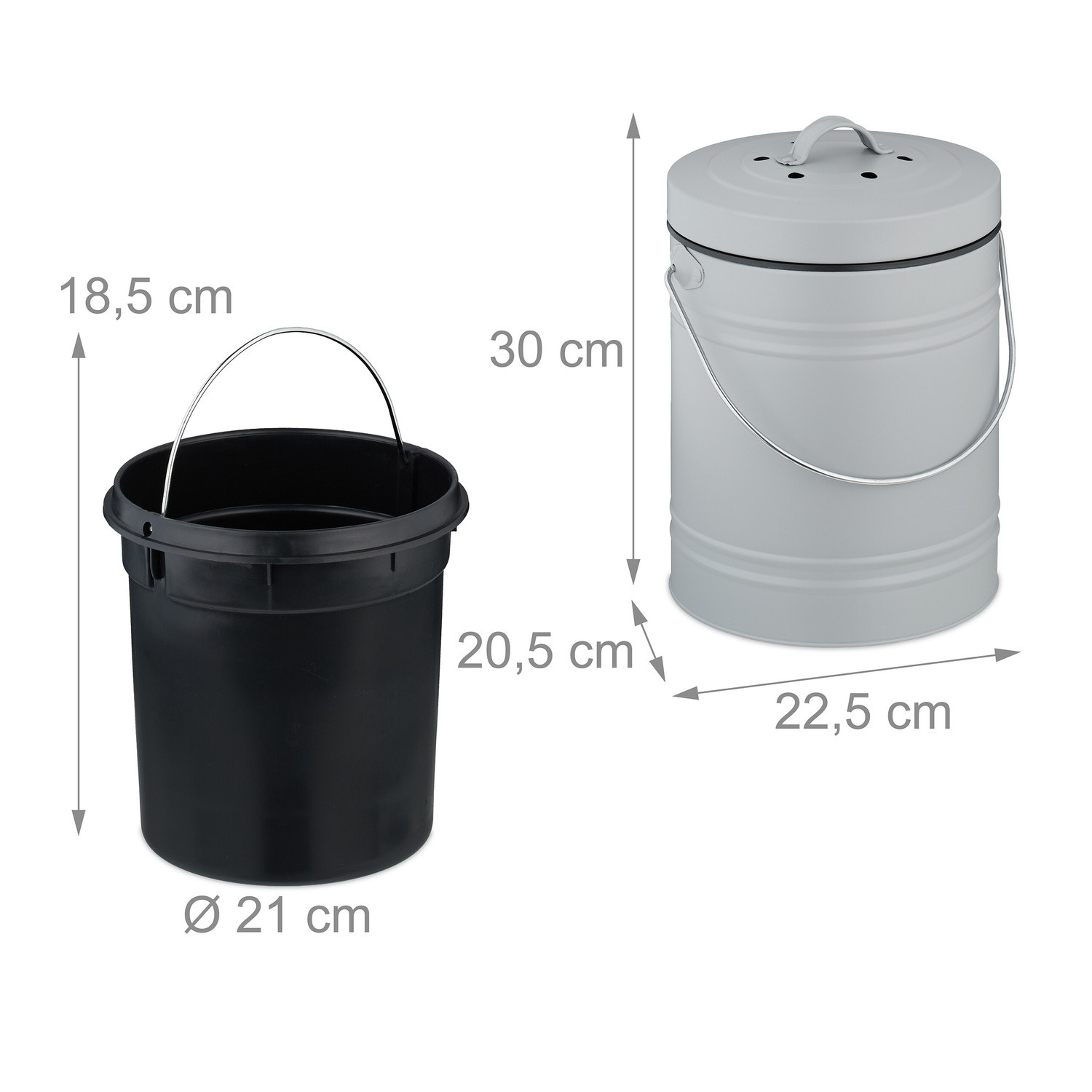 Compost Bin with Odour Filter, 5 Litre Capacity