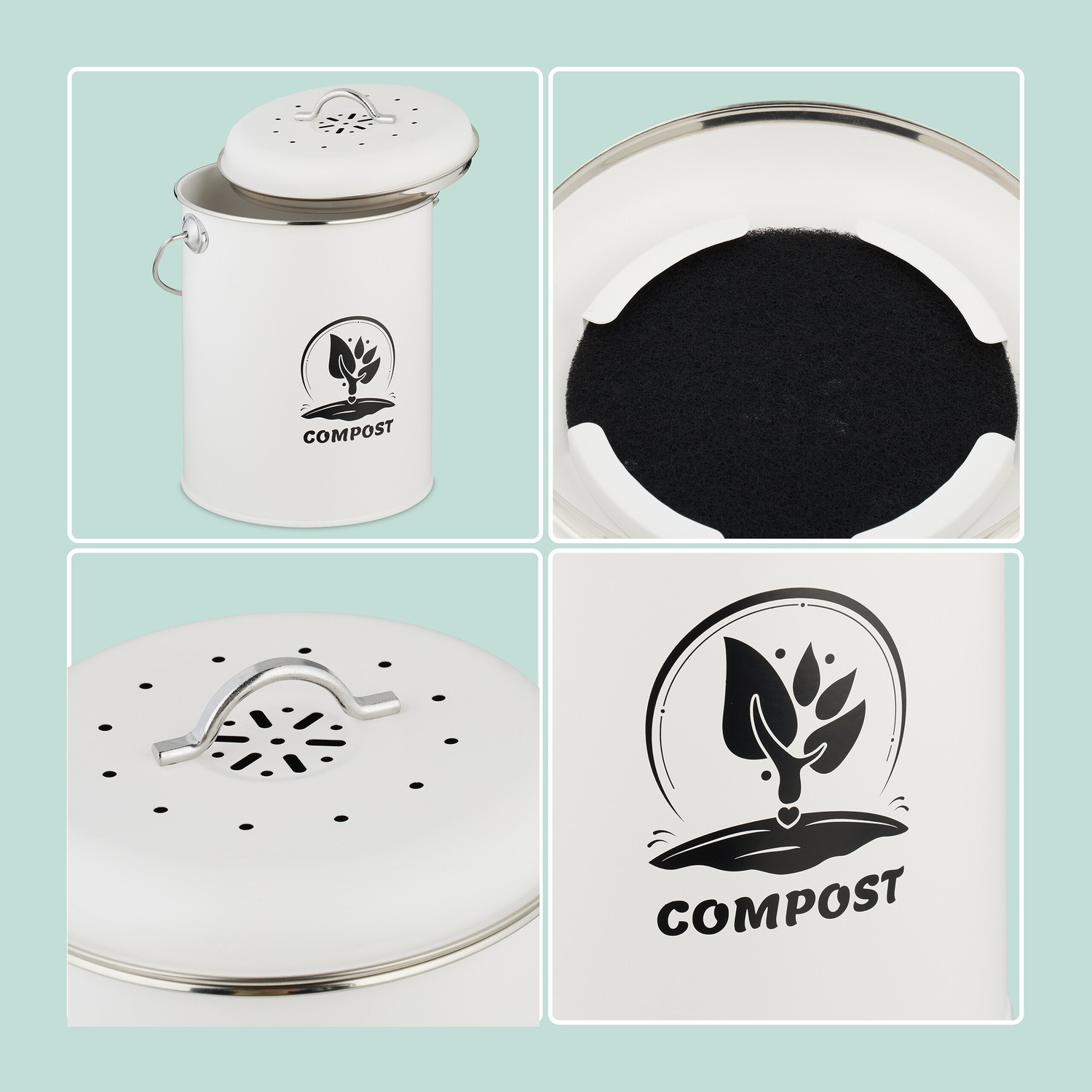 Compost Bin with Odour Filter, 5.5 Litre Capacity
