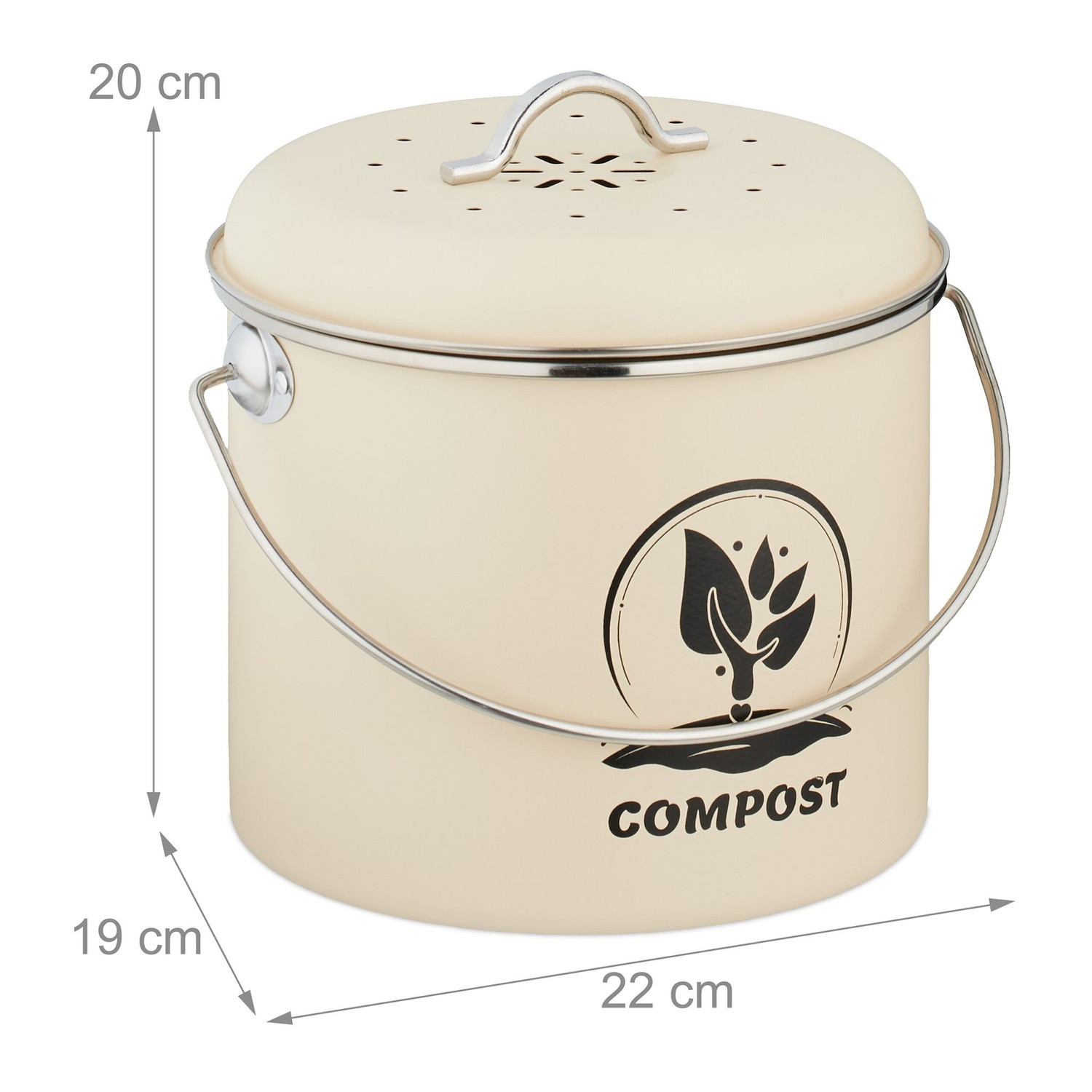 Kitchen Compost Bin 3.5L with Charcoal Filter
