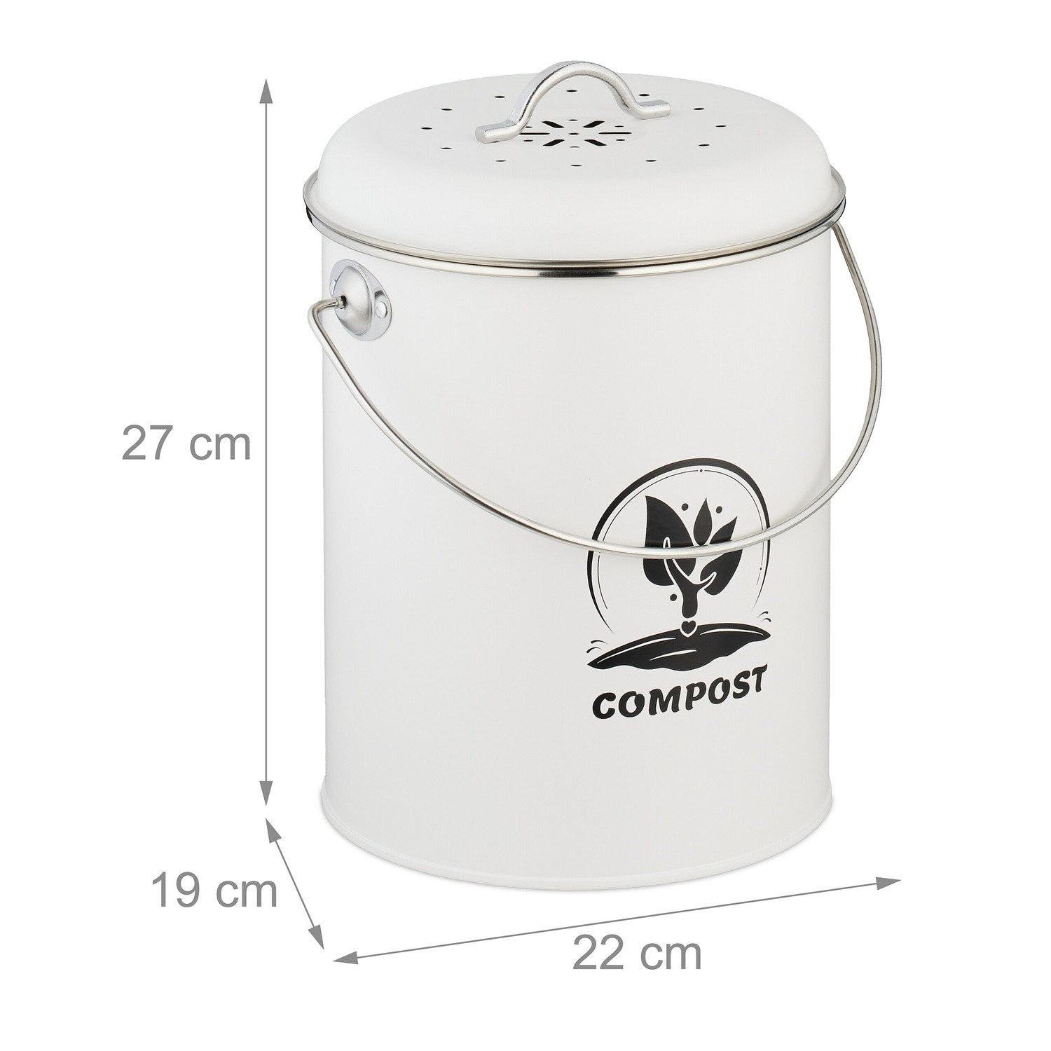 Compost Bin with Odour Filter, 5.5 Litre Capacity