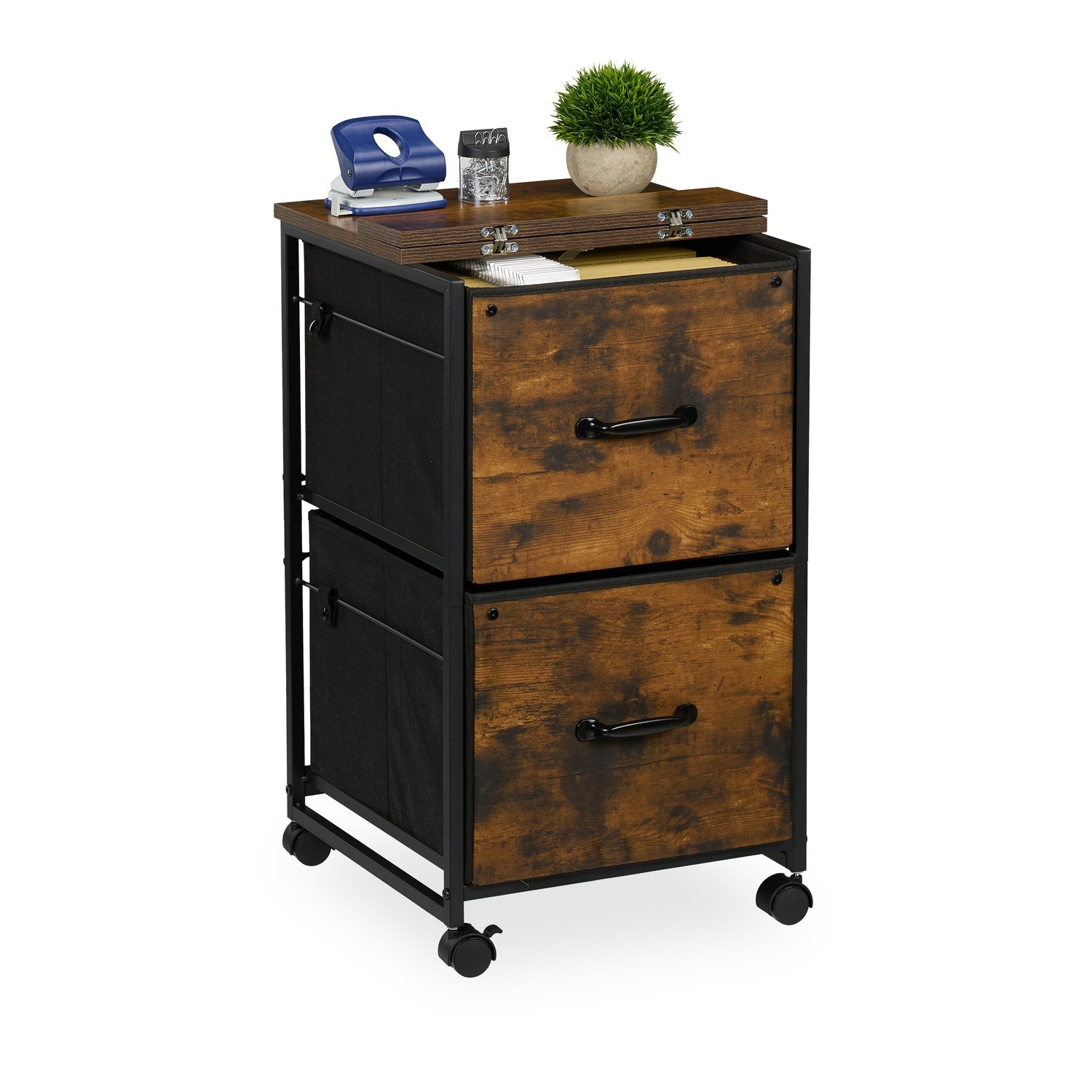 Mobile portadocumenti mobile, 2 cassetti, stile industriale