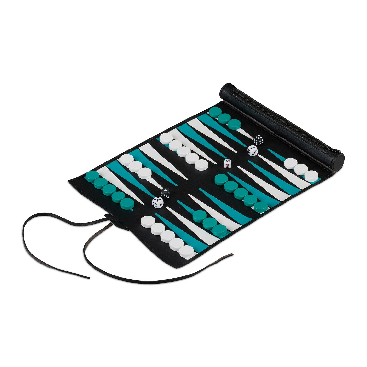 Reise-Backgammon-Set, aufrollbar, Lederoptik