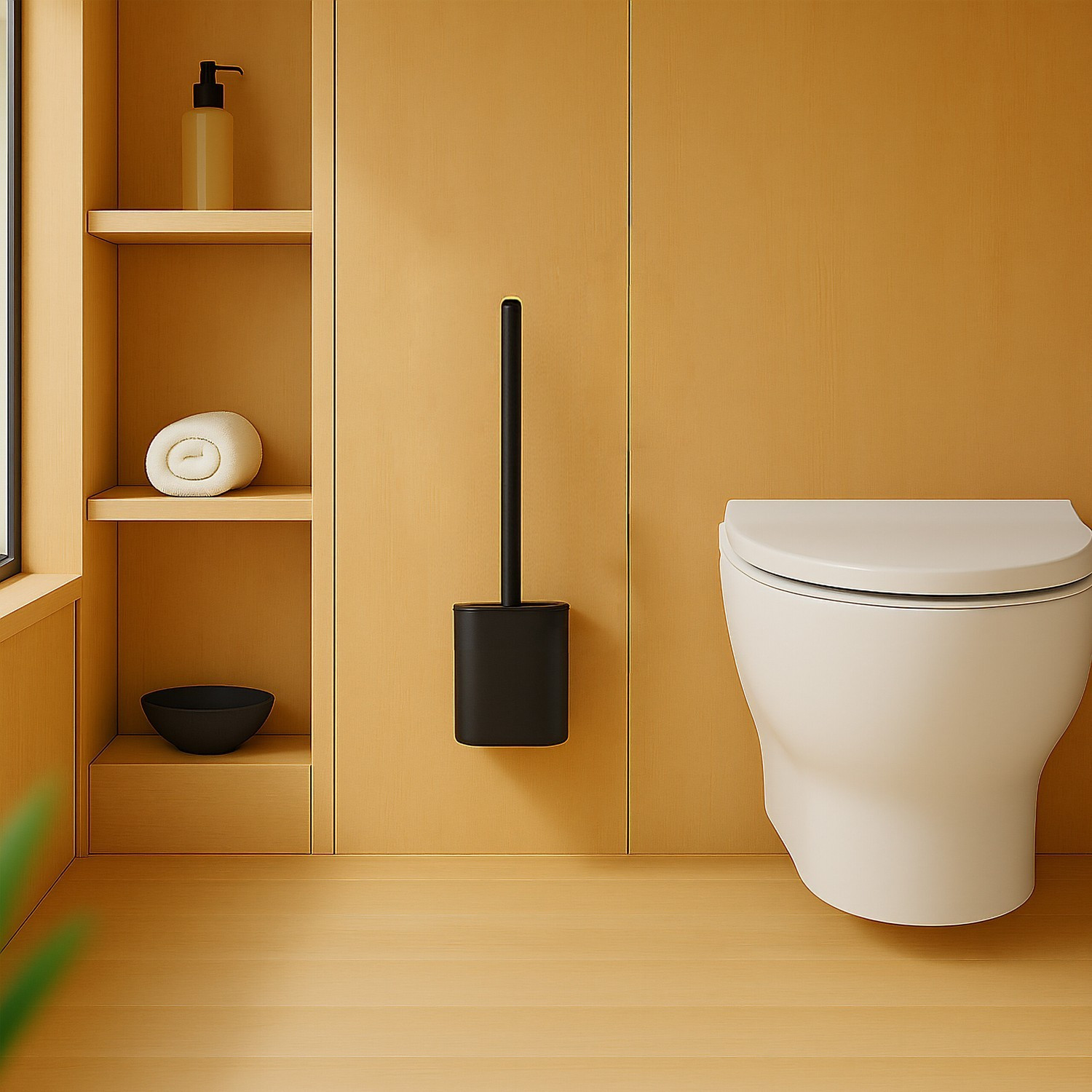 Brosse WC plate avec support mural