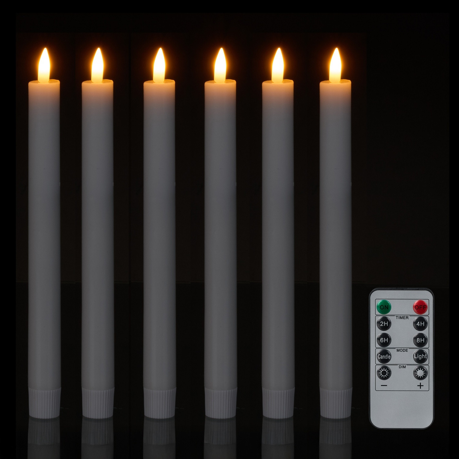 Candele a LED coniche con timer e telecomando, set da 6
