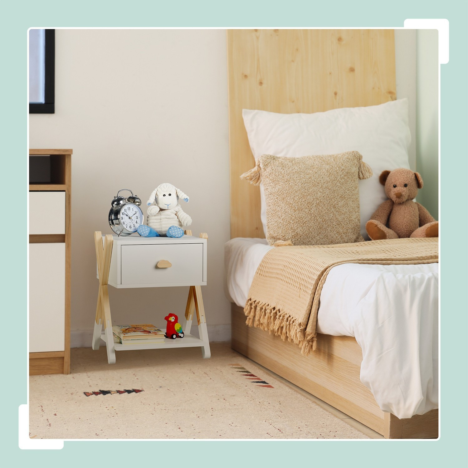 Kindernachttisch mit Schublade, X-Design