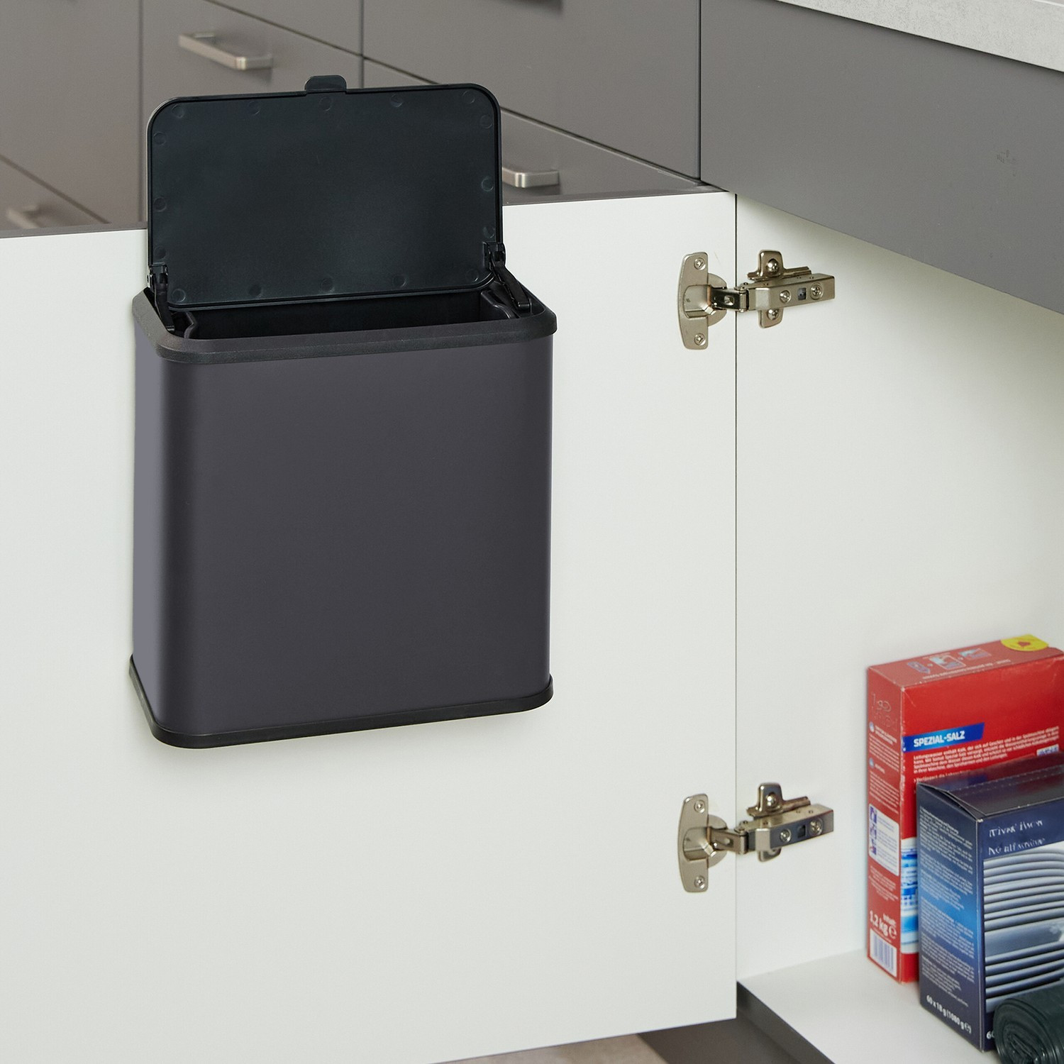 Matter Badezimmer-Mülleimer, 5 l – hängend oder freistehend
