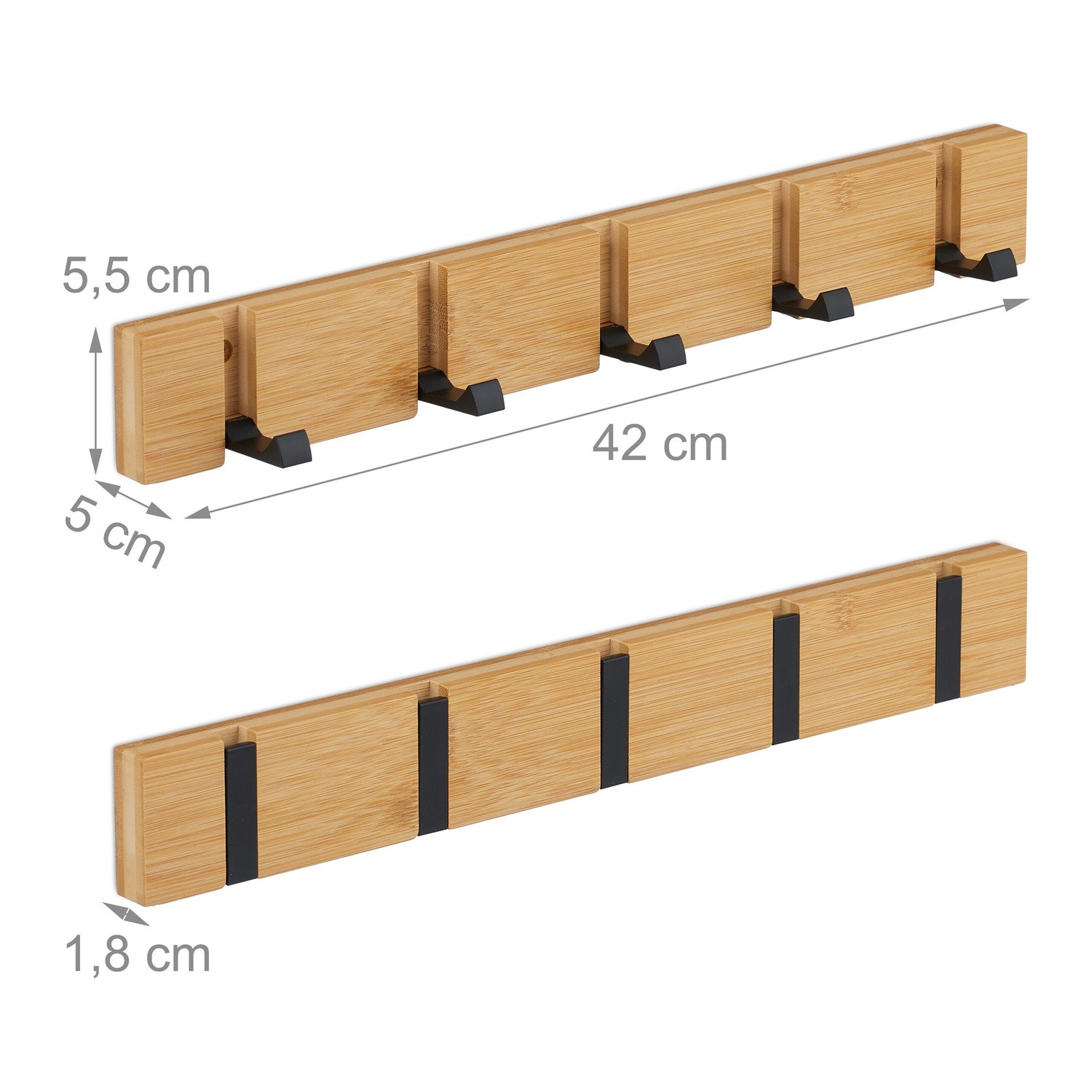 Wall Coat Rack with Folding Bamboo Hooks