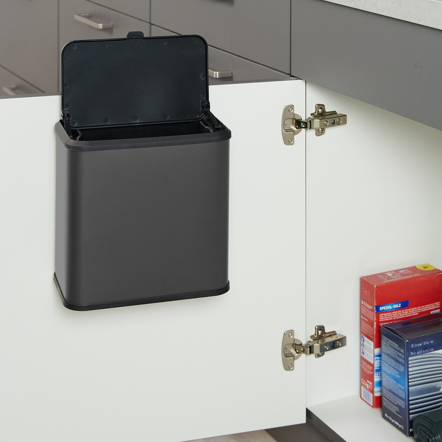 Matter Badezimmer-Mülleimer, 5 l – hängend oder freistehend