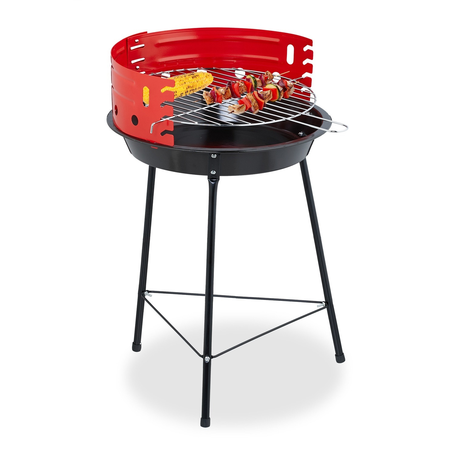 Barbecue a carbone con supporto e paravento, 37 cm