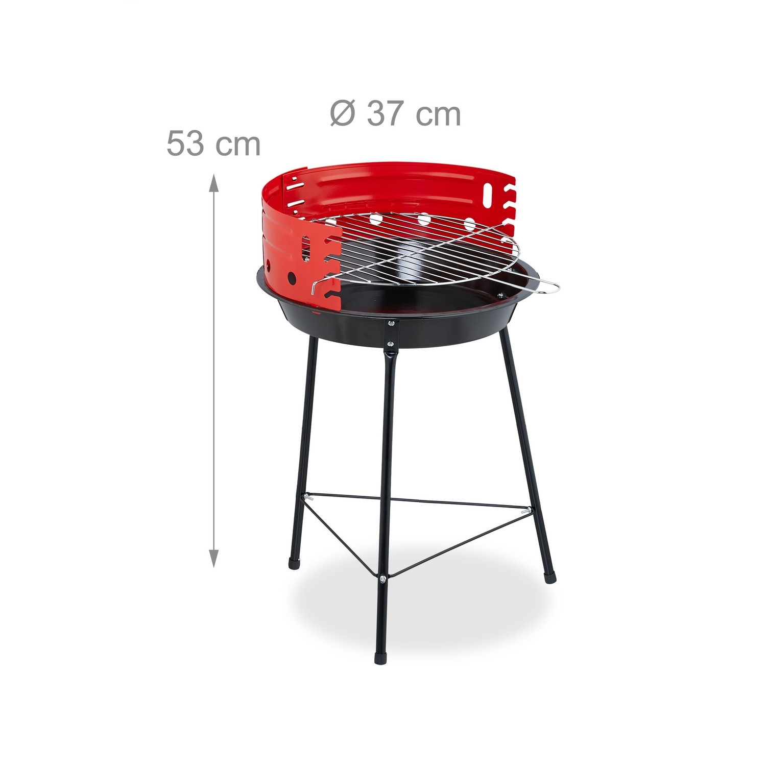 Barbecue a carbone con supporto e paravento, 37 cm
