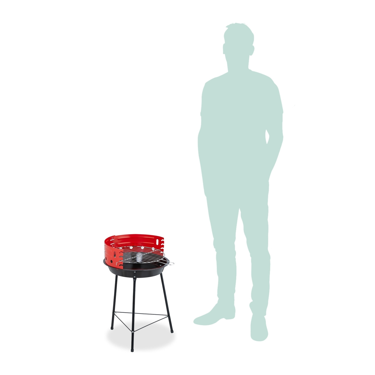Barbecue a carbone con supporto e paravento, 37 cm