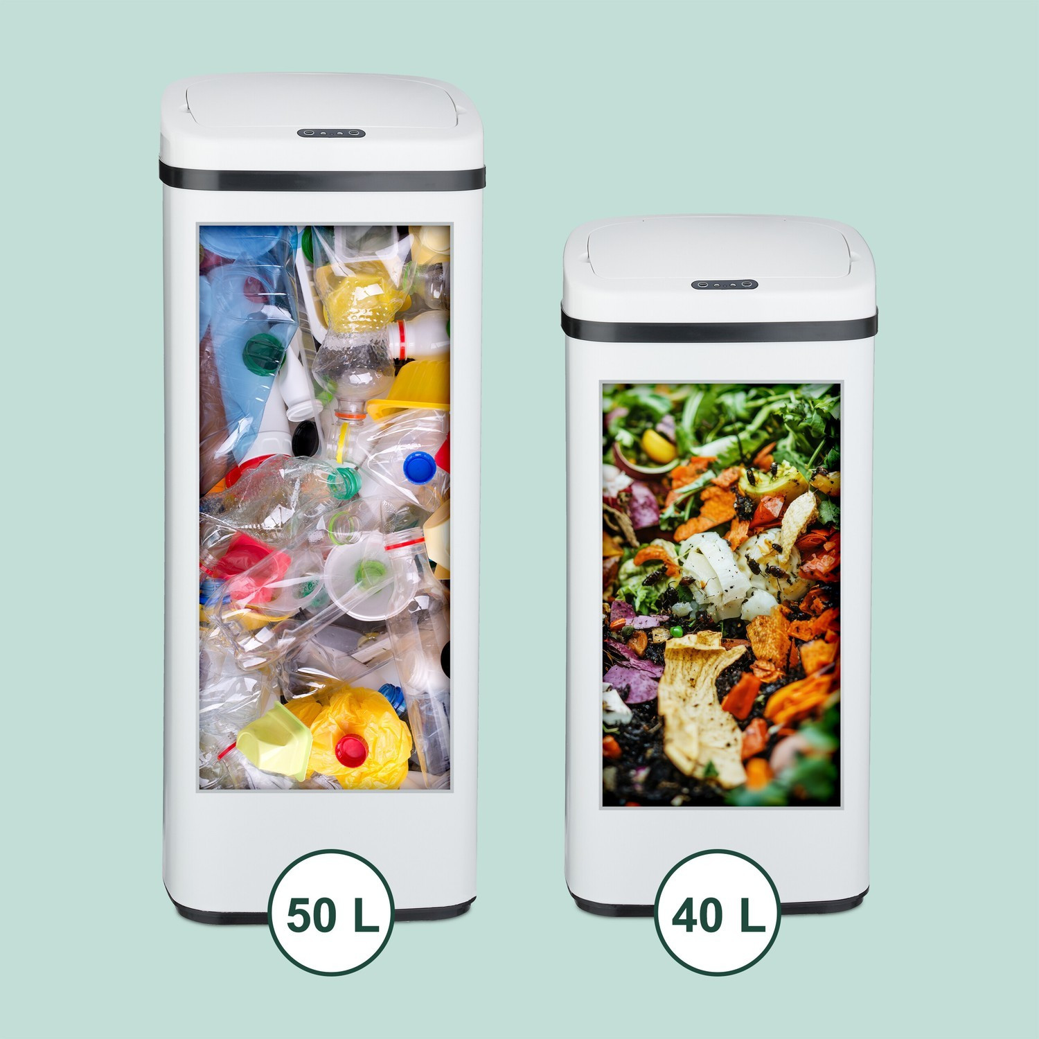 Large Steel Kitchen Bin with Automatic Sensor