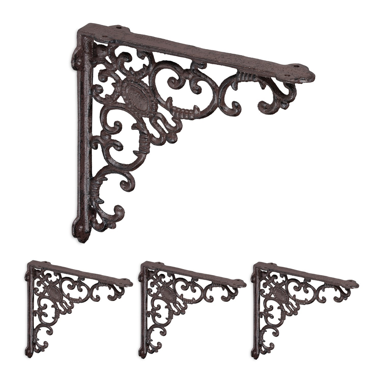Staffe per mensole in ghisa vintage, set da 4