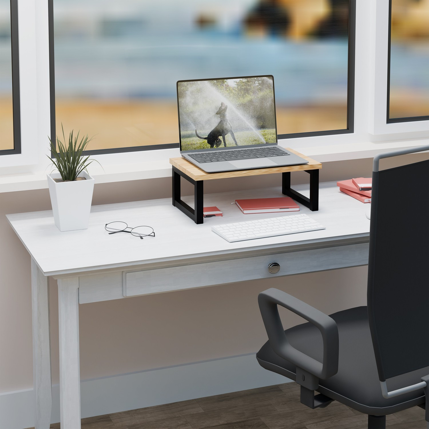 Monitorständer mit Ablage – Industriedesign