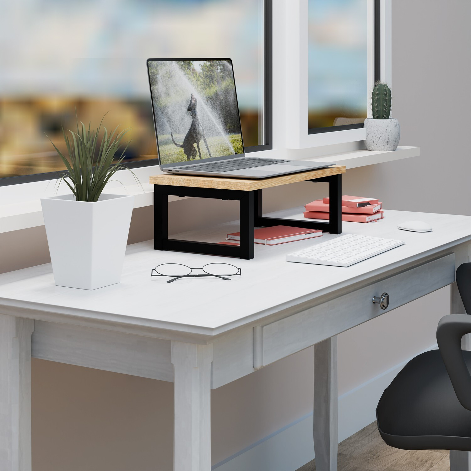 Monitorständer mit Ablage – Industriedesign