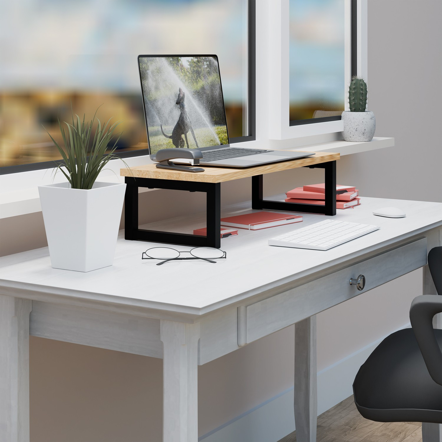 Support d'écran avec rangement – ​​Design industriel