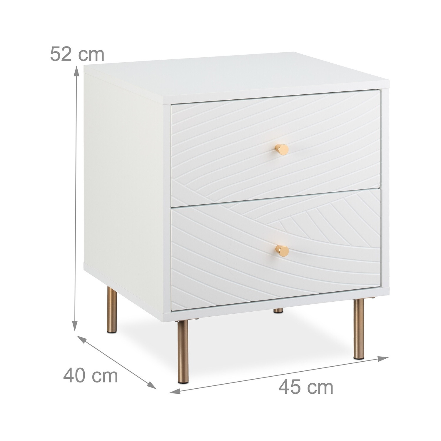 Bedside Cabinet with 2 Drawers, White