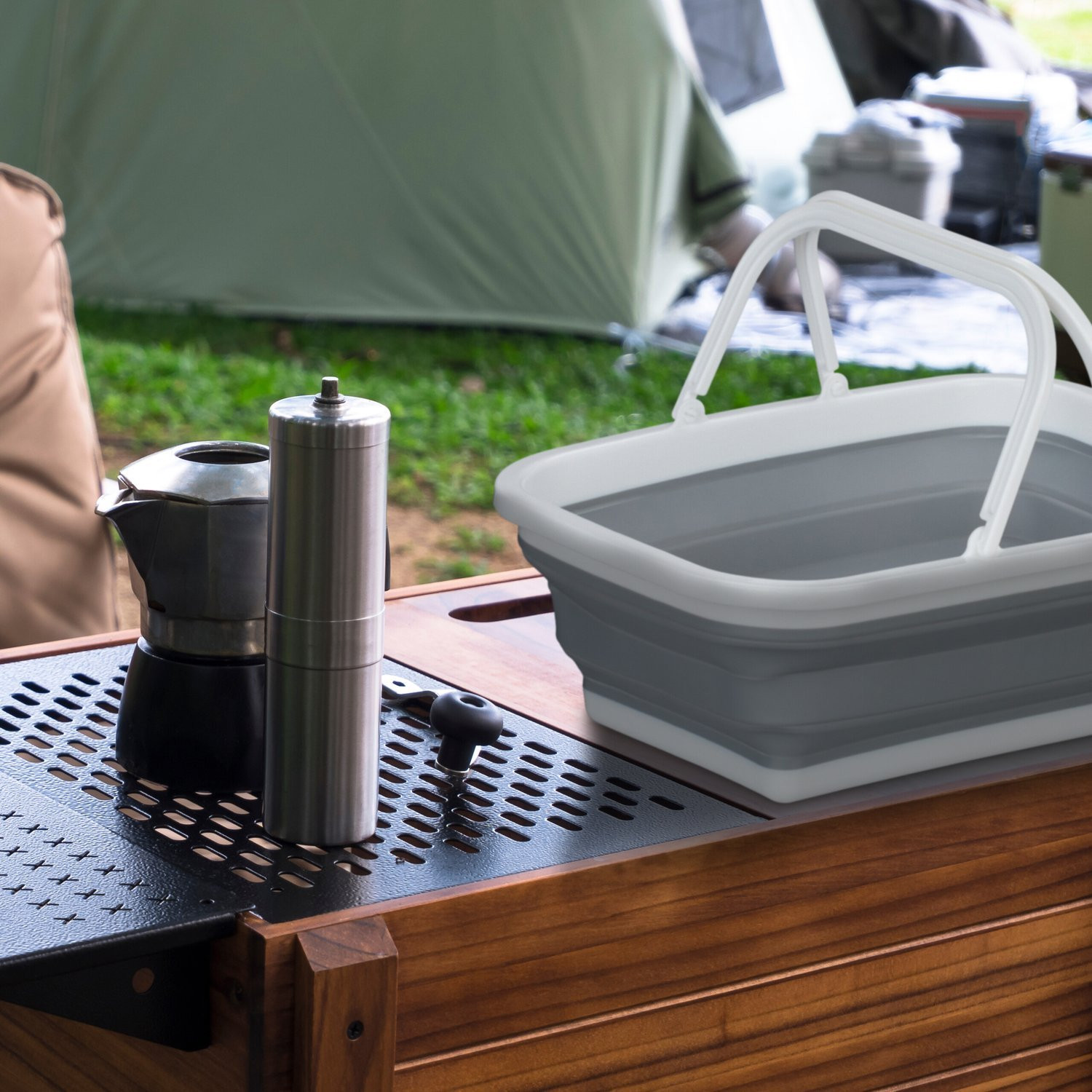 Cesta plegable con asa: impermeable y compacta