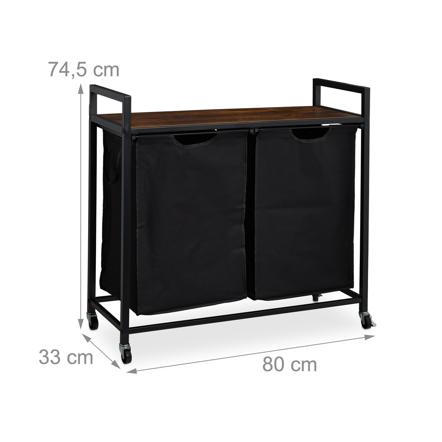 Pull-Out Laundry Basket Rack with Shelf and Wheels