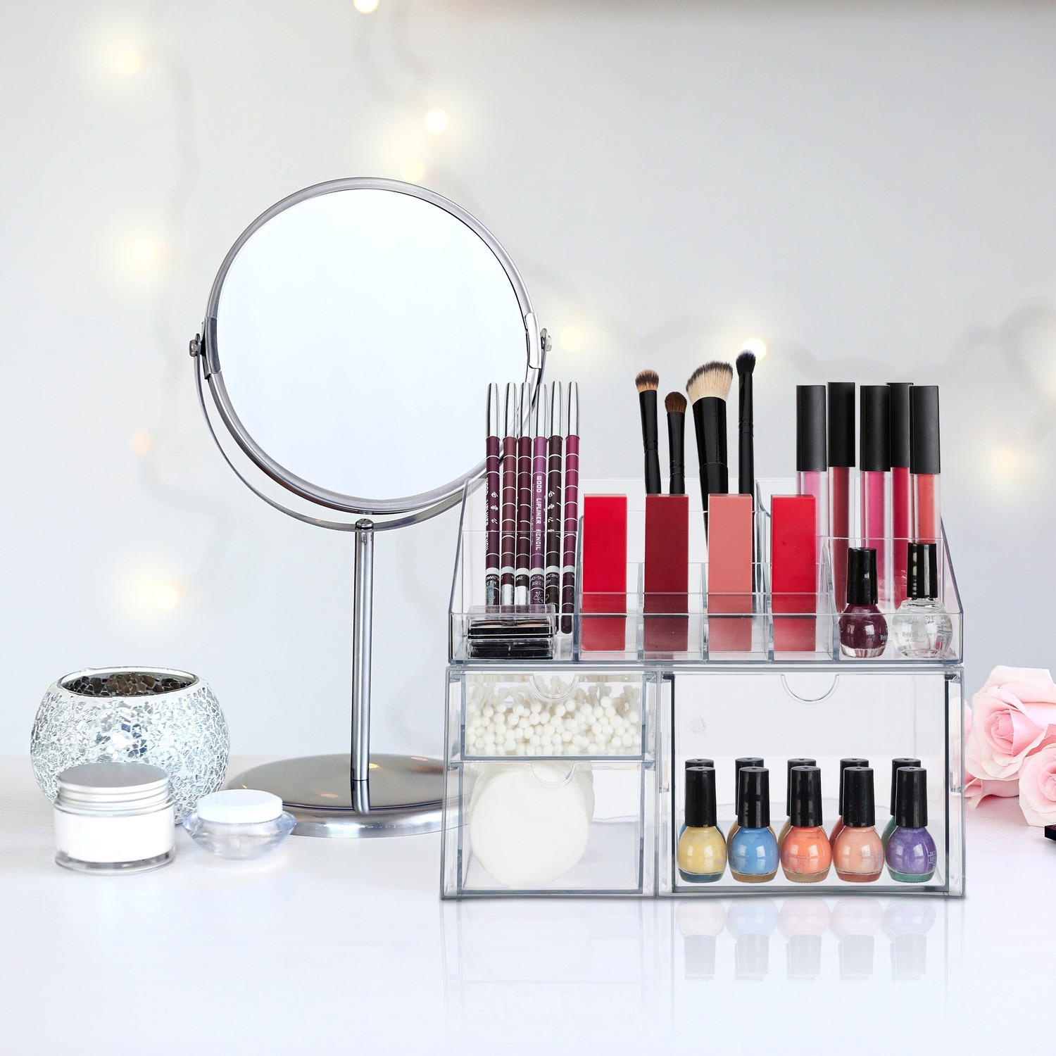 Makeup Storage Box with Drawers, 14 Compartments