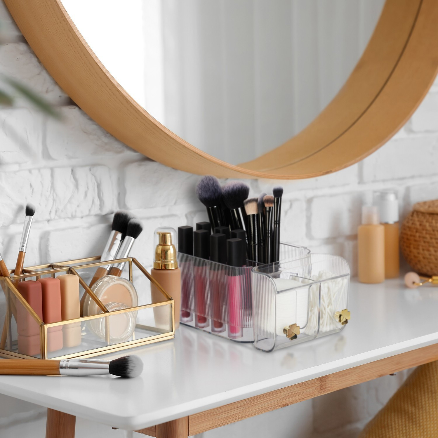 Wall-Mounted Cosmetics Organizer with Hooks