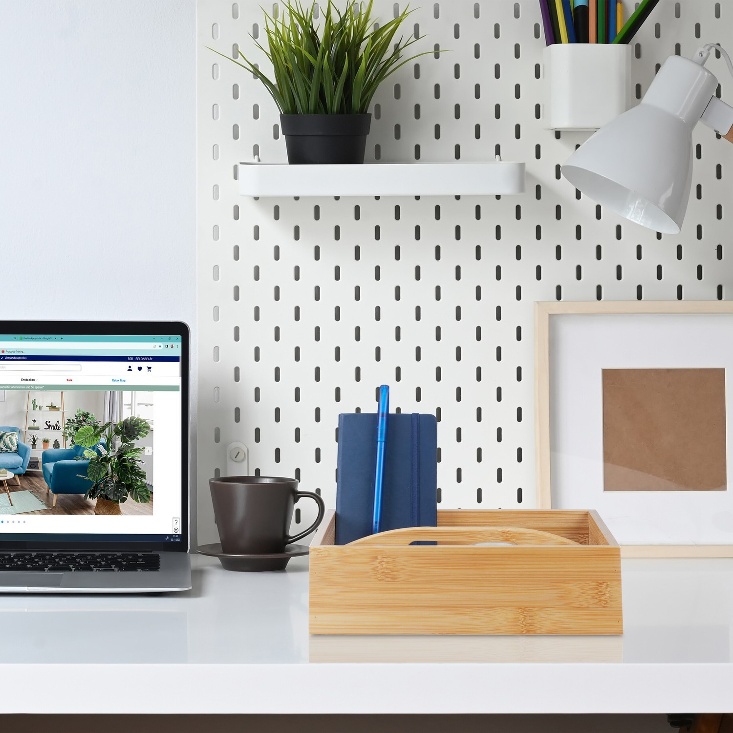 Bamboe bureau organizer met 4 compartimenten