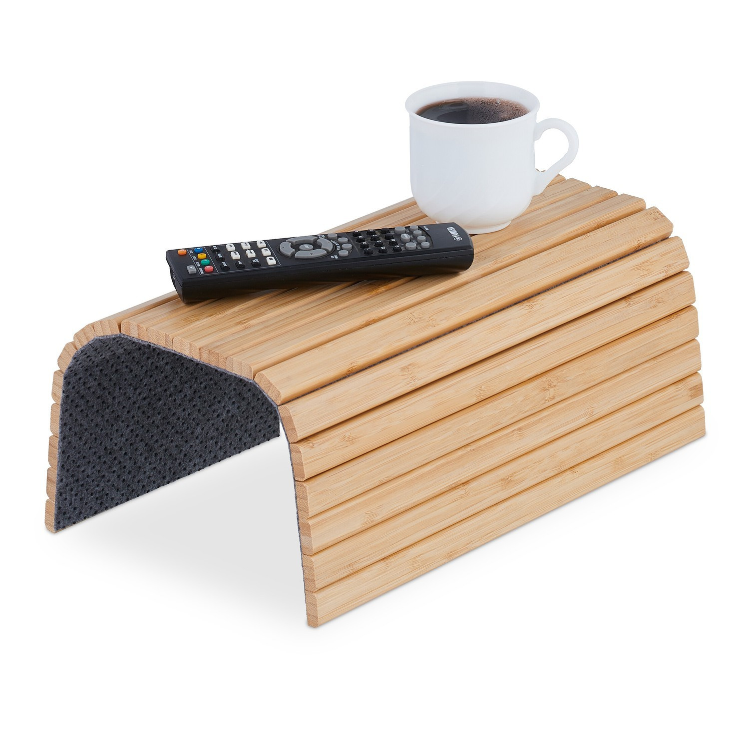 Suporte de braço de sofá de bambu com almofadas antiderrapantes