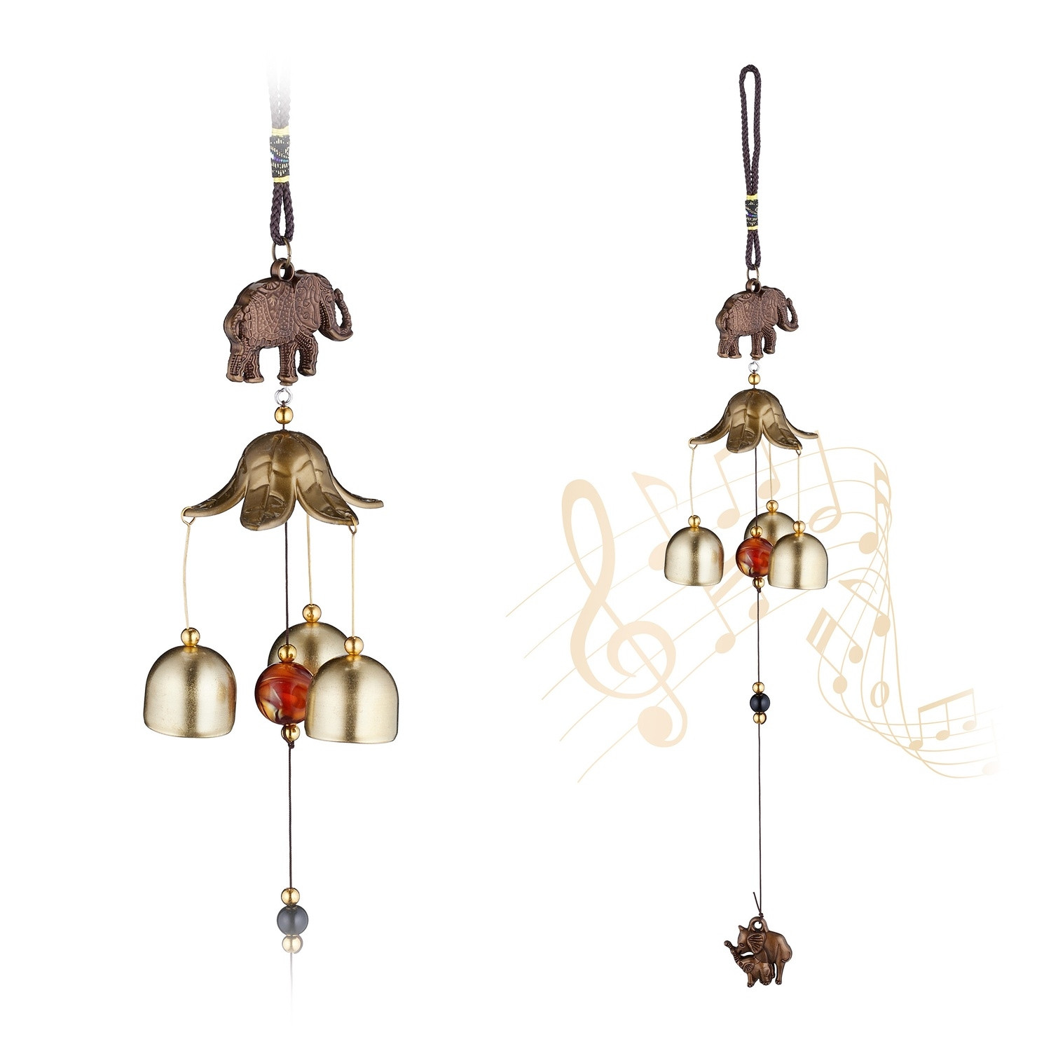 Windspiel 2er Set, Metall mit Elefantenfigur