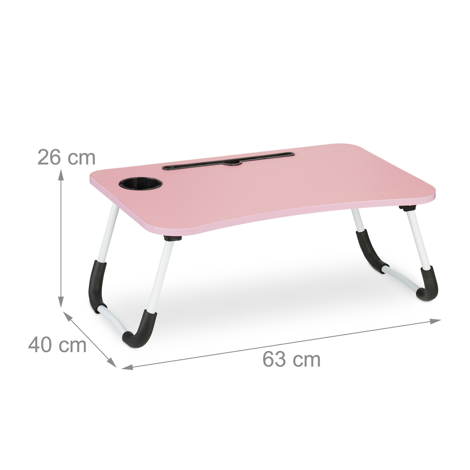 Vassoio da letto pieghevole rosa con porta tablet e bicchiere