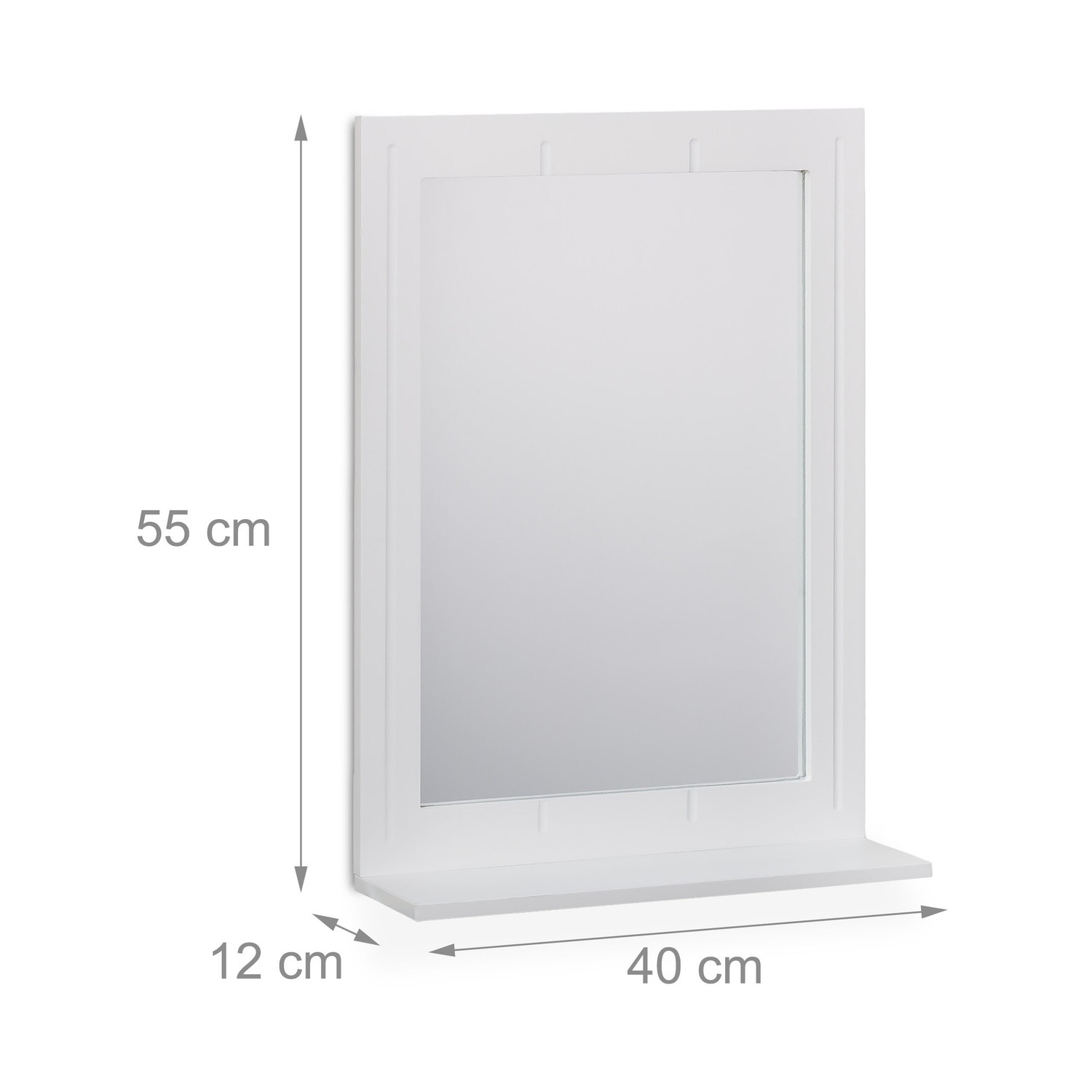 Bathroom Wall Mirror with Shelf – White Frame