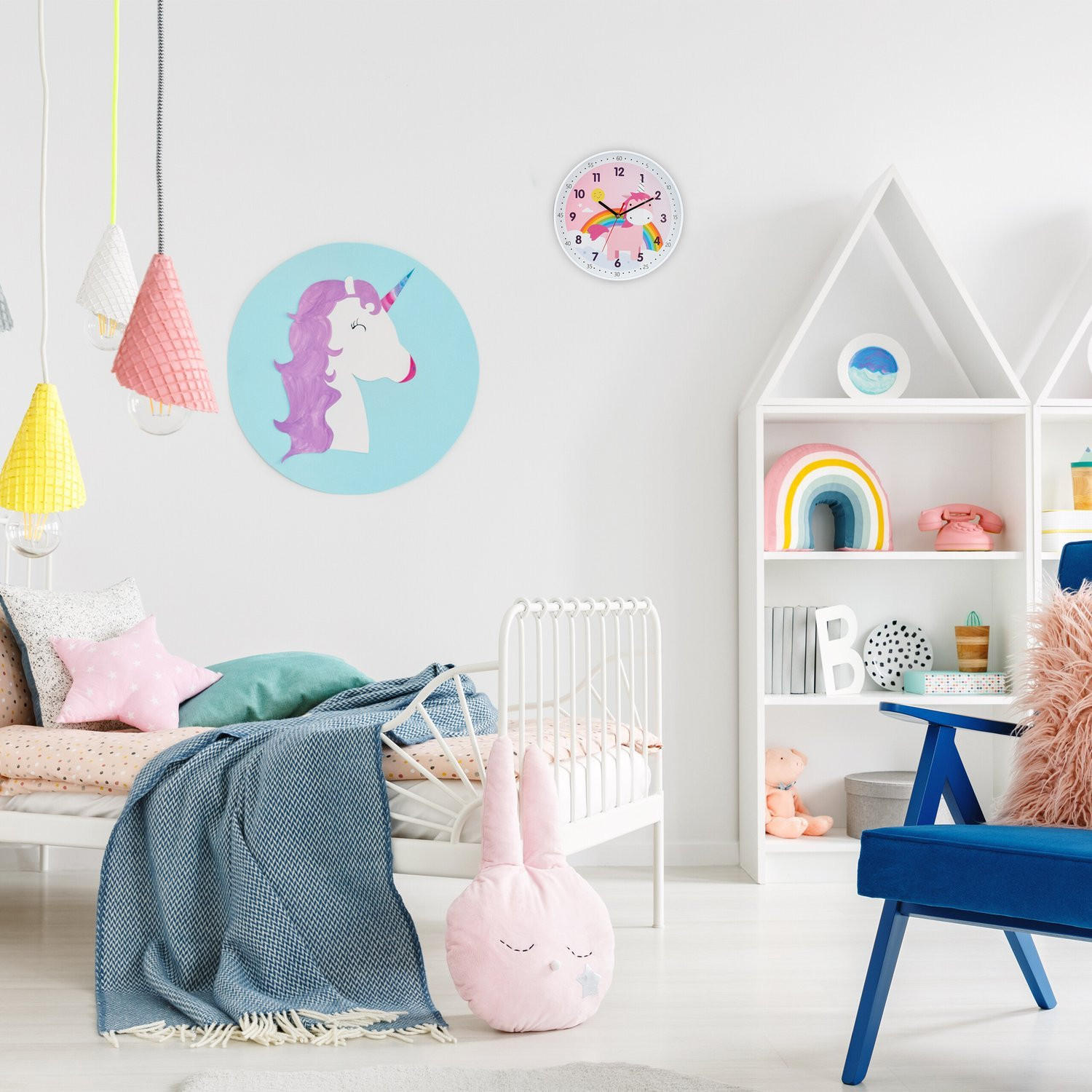 Unicorn Wall Clock with Easy-Read Numbers